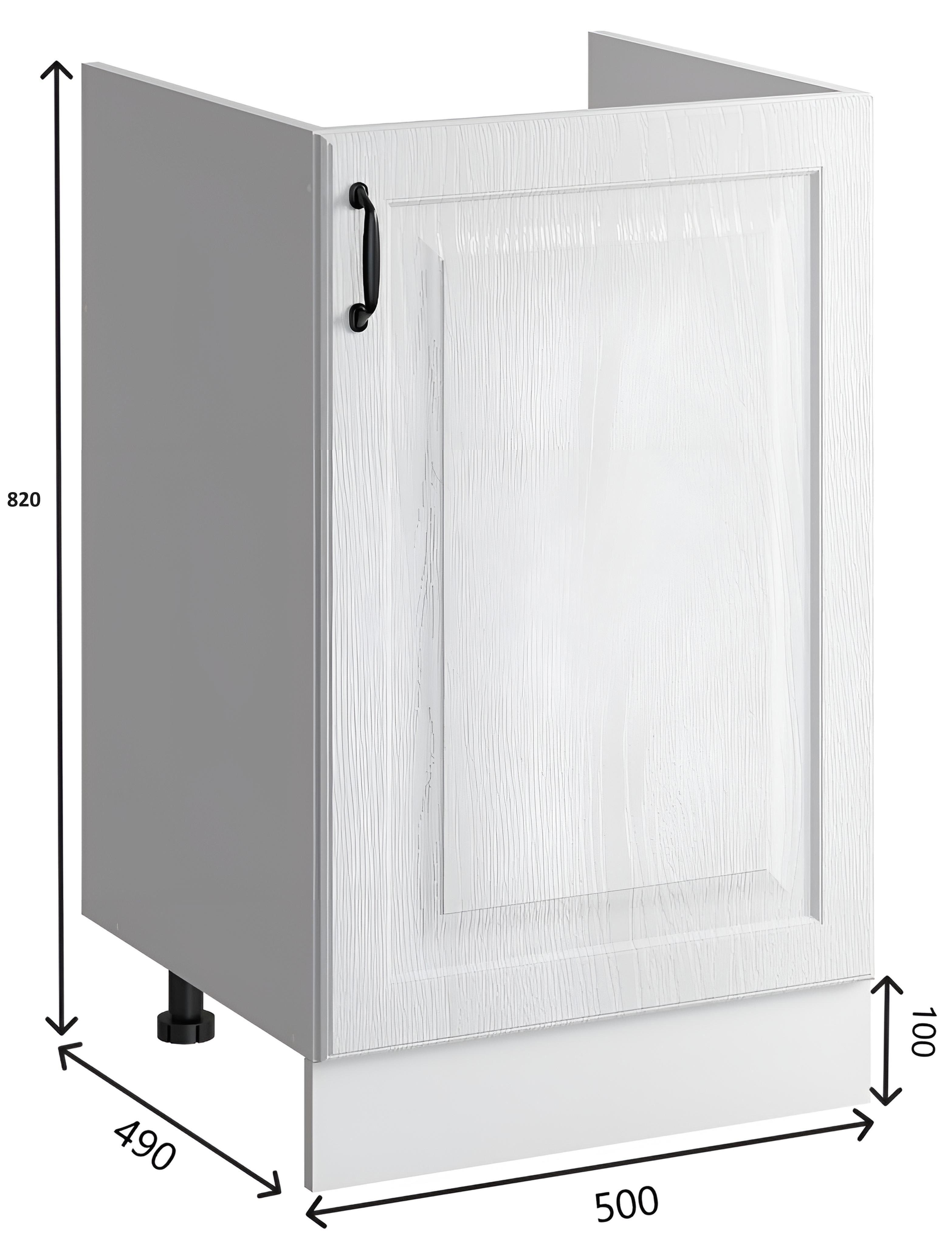 Изображение товара Напольный шкаф под мойку Bvmebel Romeo 50x82x47 см фасад МДФ цвет белый дуб