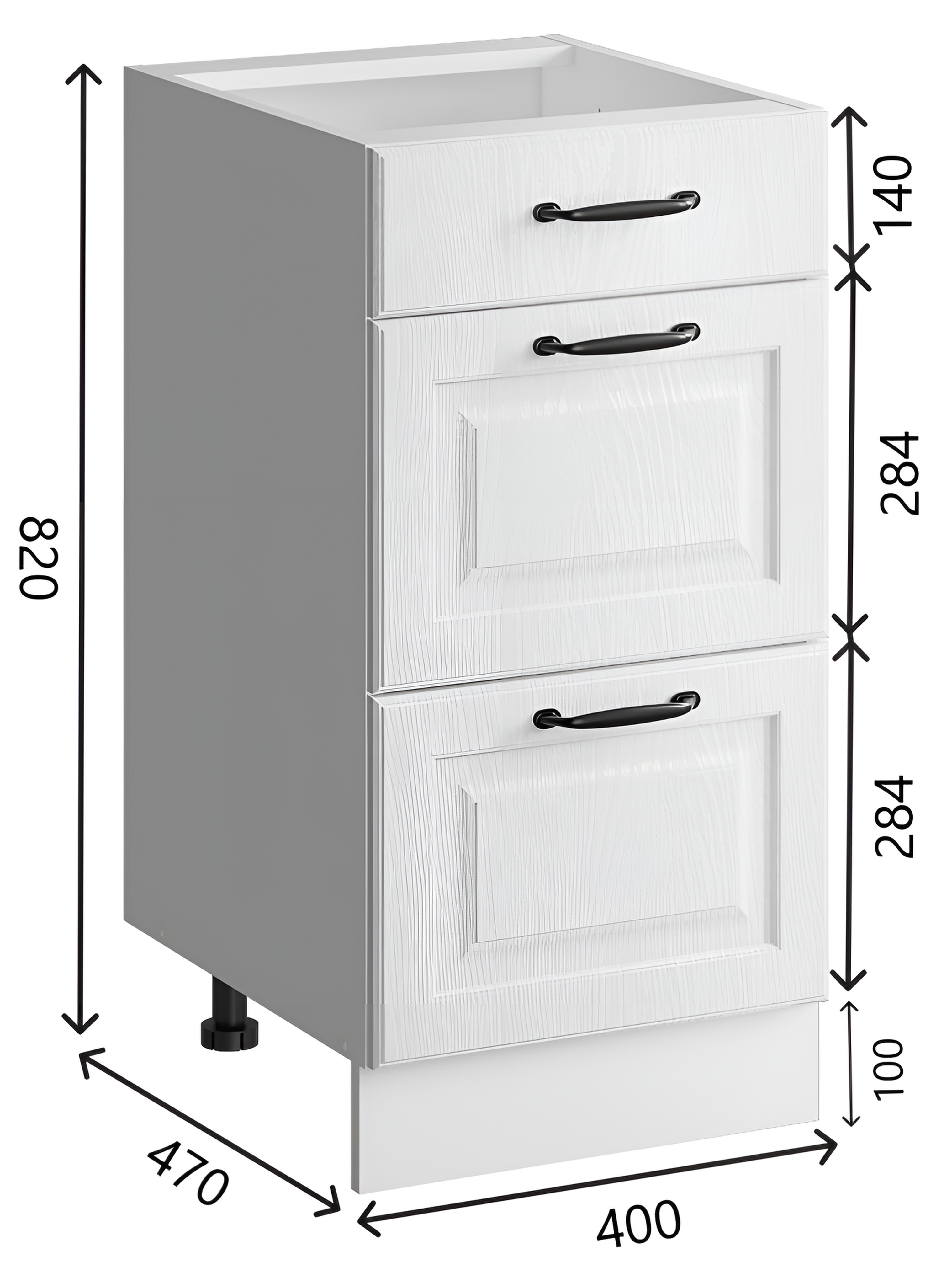 Изображение товара Напольный шкаф с 3 ящиками Bvmebel Romeo 40x82x47 см белый дуб