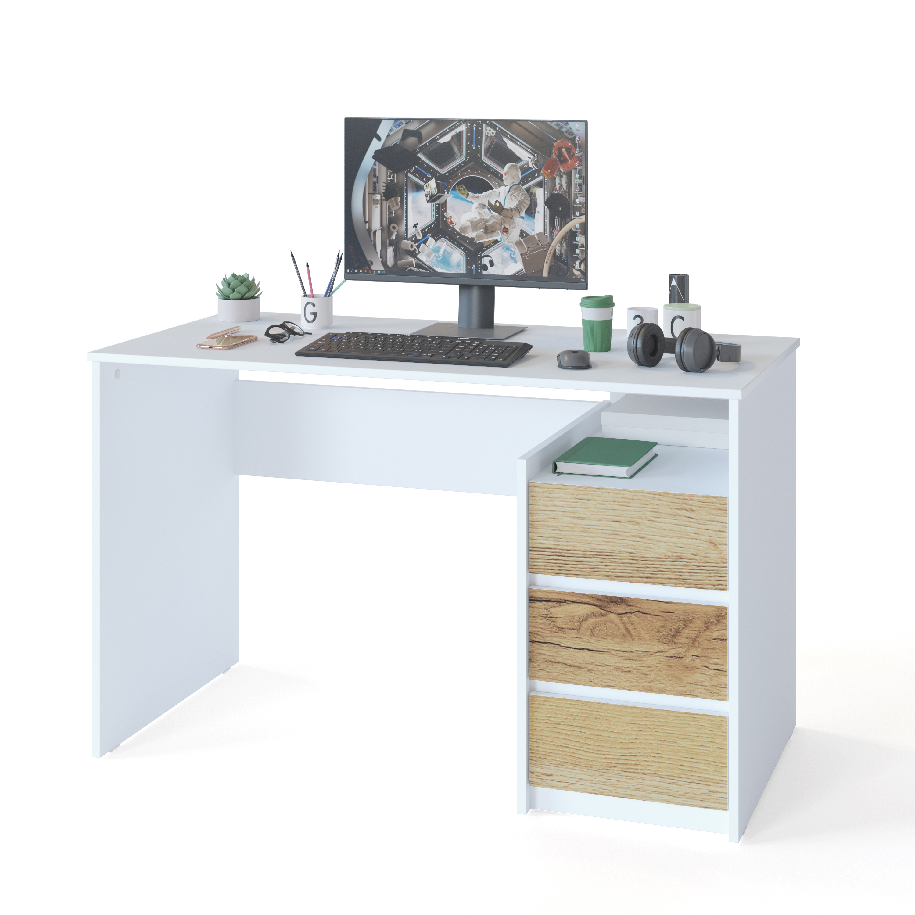 Изображение товара Компьютерный стол Сокол-Т СПм-21 Белый/дуб делано 120x74x60 см офисный стол