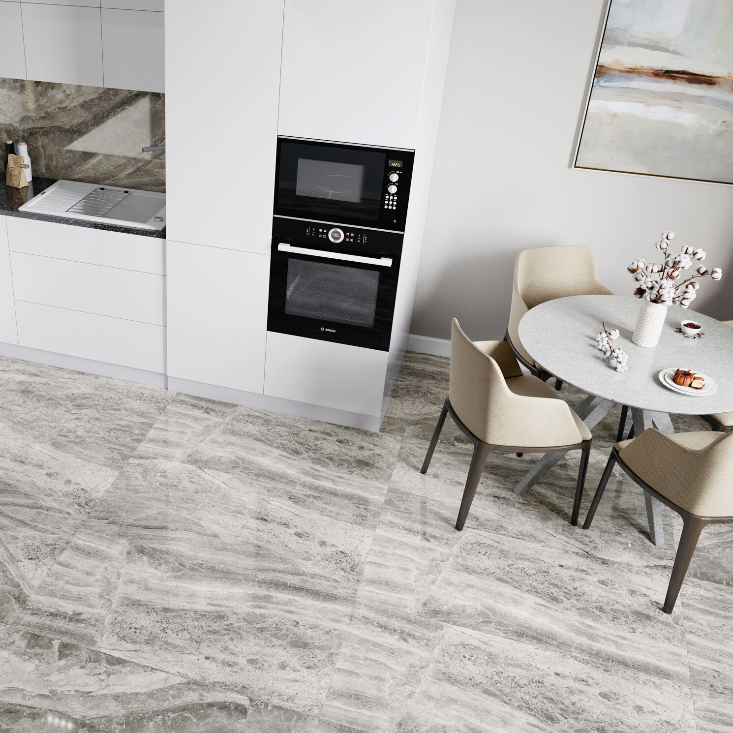 Изображение товара Керамогранит Incolor Piemont 60x120 см серый полированный эффект мрамора