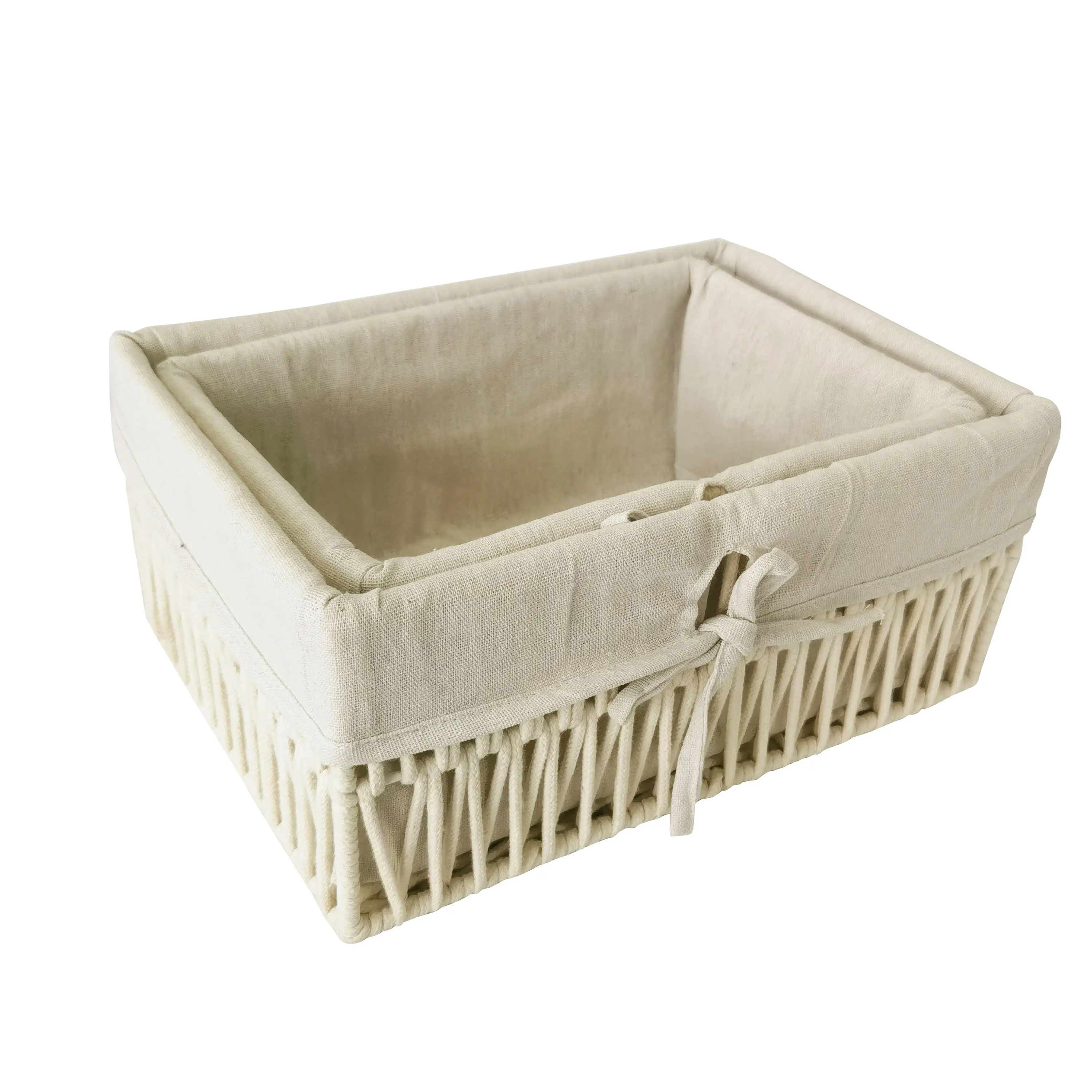 Корзина для хранения 34x24x15 см, 30x20x13 см полиэстер цвет белый 2 шт