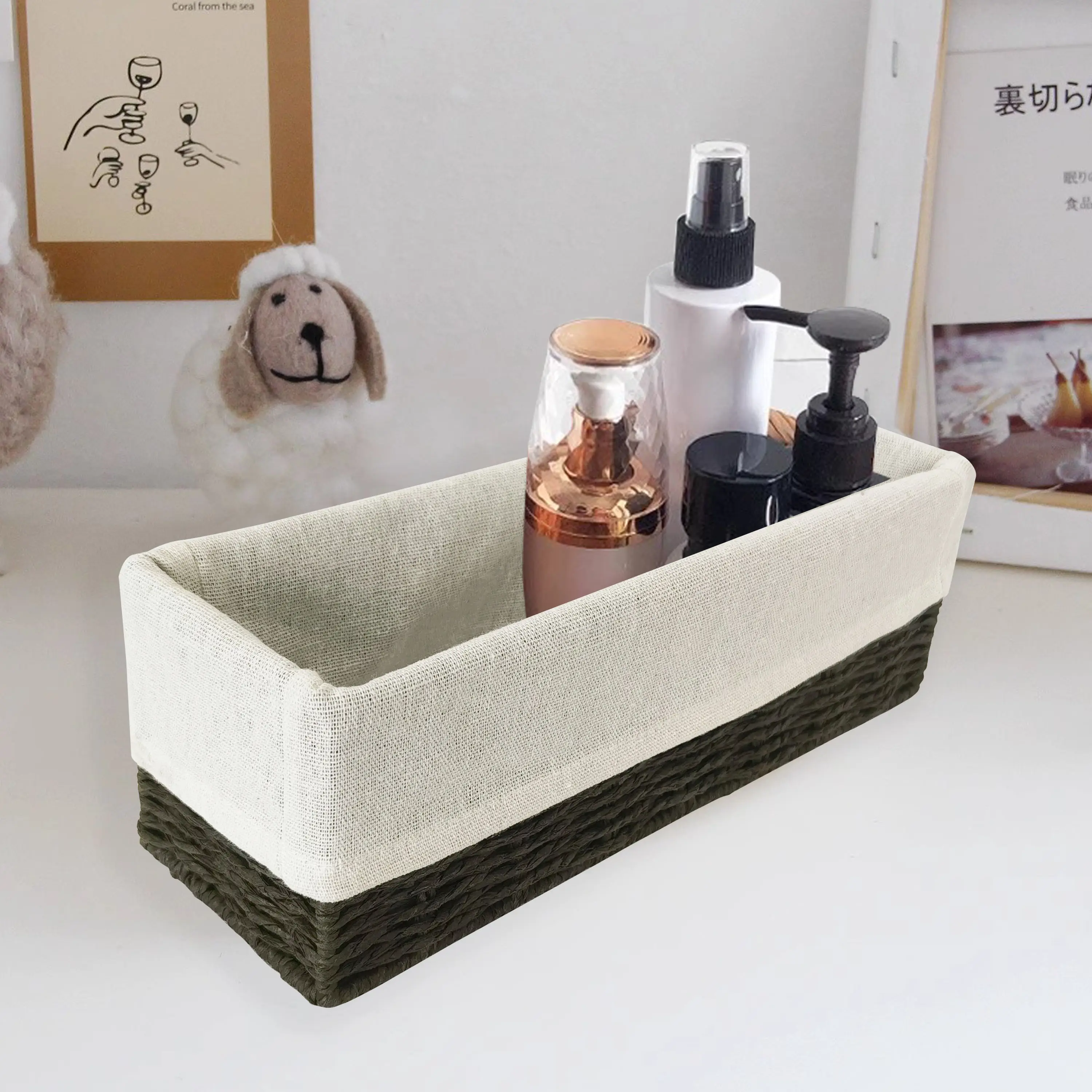Корзина для хранения 30x10x10 см бумага цвет графит - 5