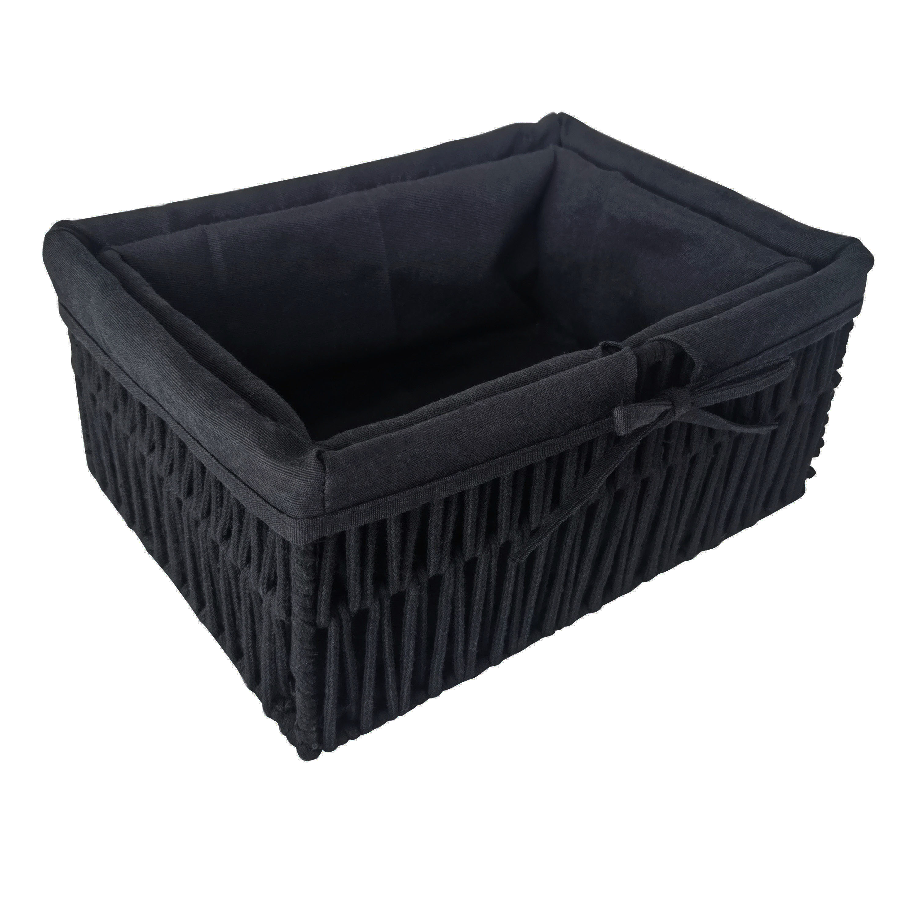 Изображение товара Корзина для хранения 34x15x24 см черная из хлопка и металла 2 шт