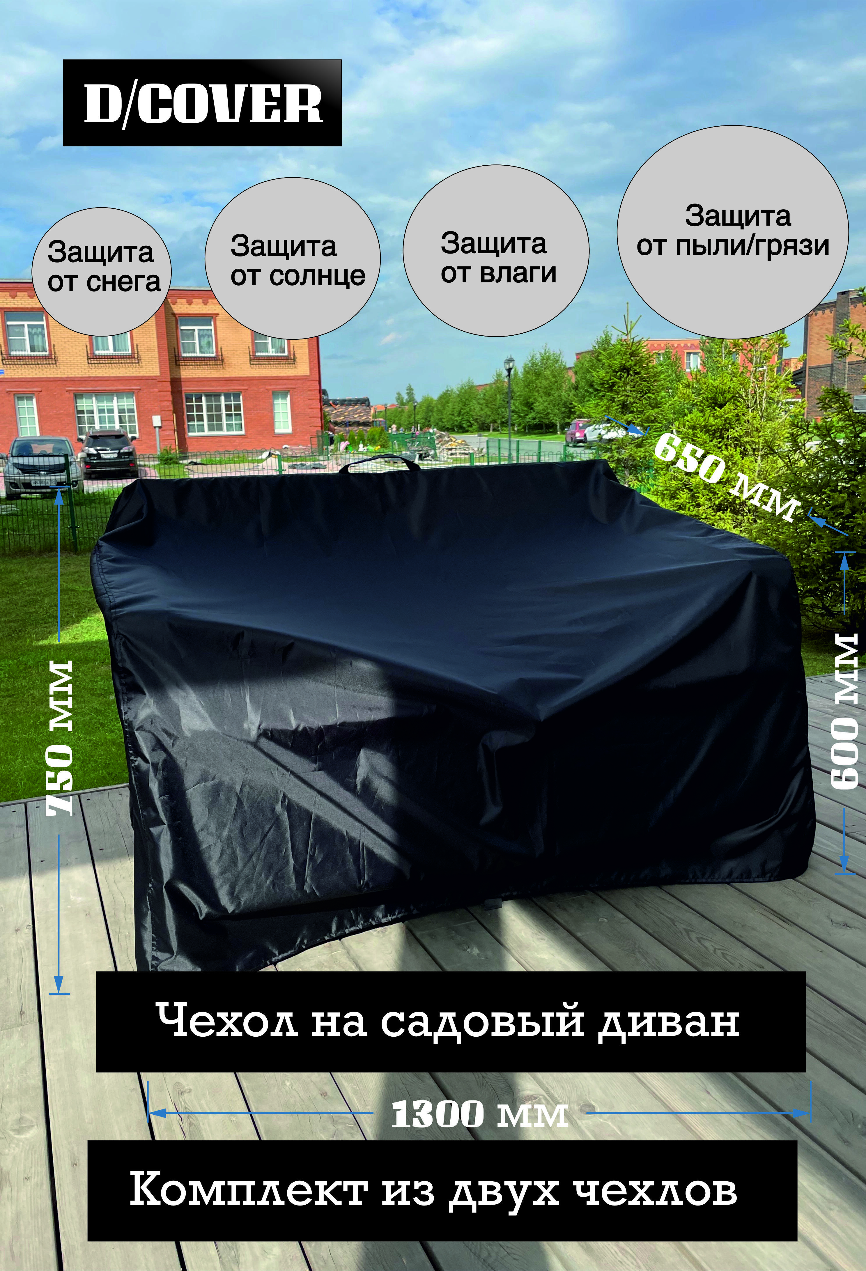 Изображение товара Чехол для дивана D/Cover 2 шт, оксфорд, размеры 1300x650x750 см