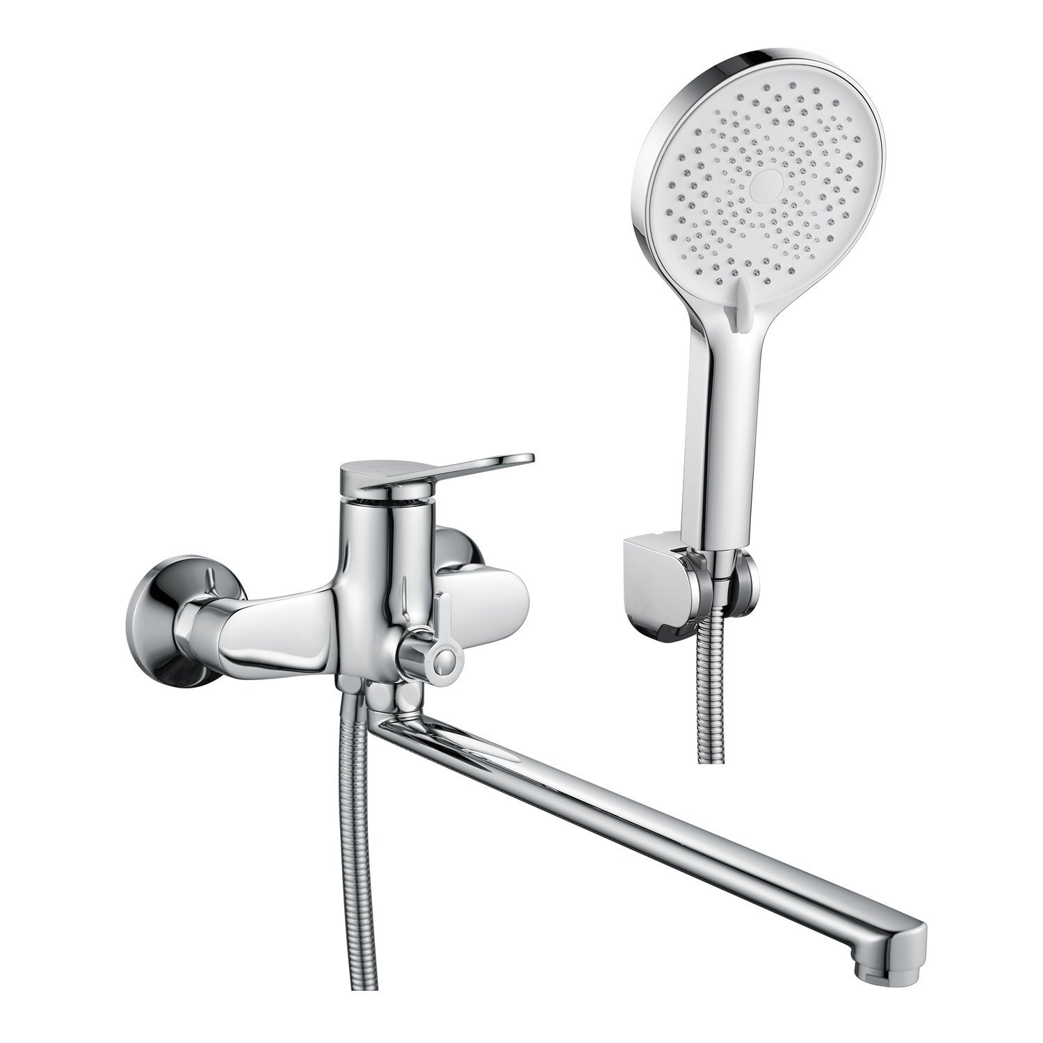 Изображение товара Смеситель для ванны Shevanik S6222 хром с поворотным изливом и трёхрежимной лейкой