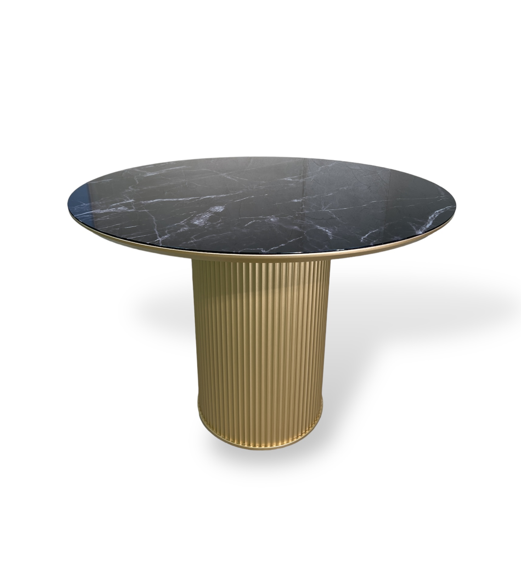 Изображение товара Стол круглый Пирамида 26 Стол grace 100x100 см МДФ цвет черный мрамор/золото