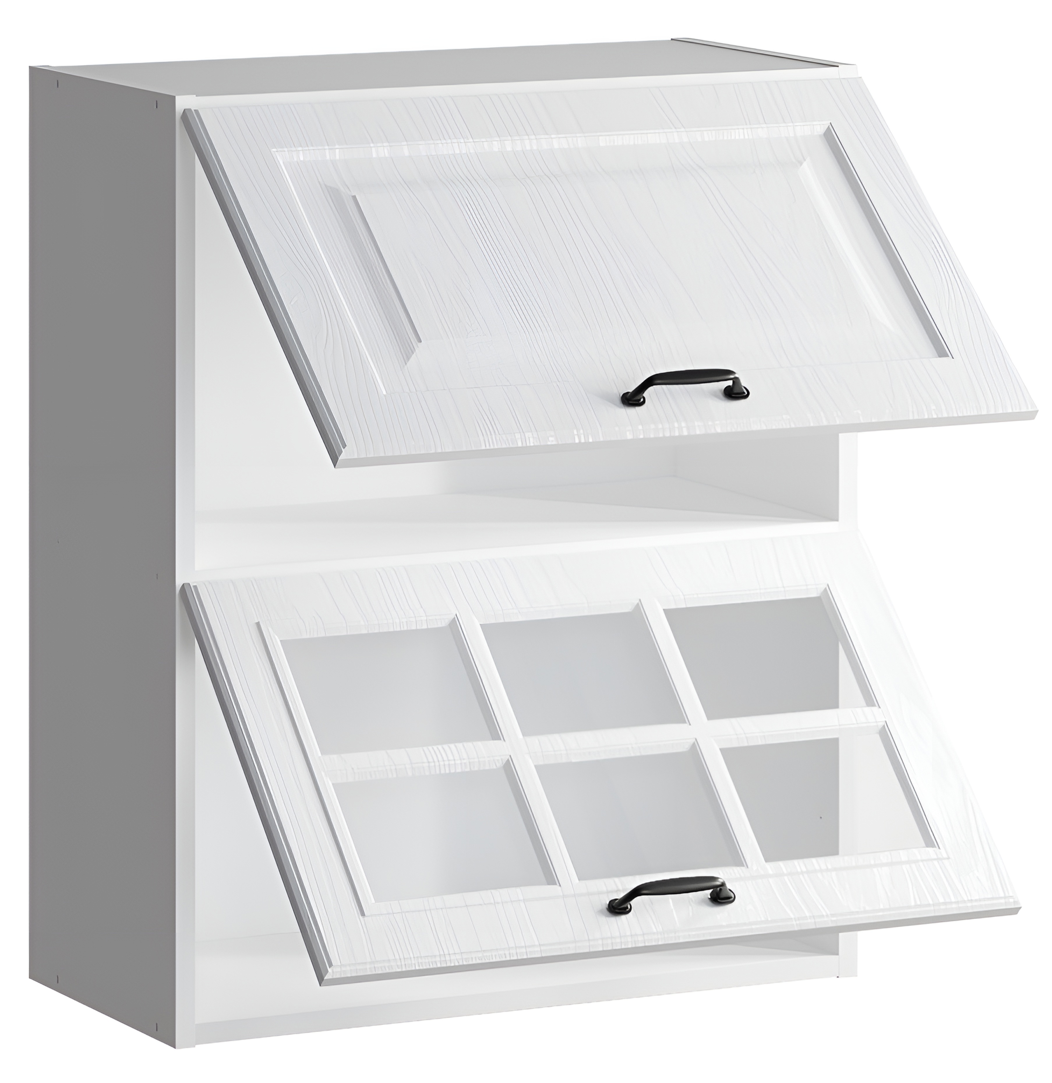 Изображение товара Навесной шкаф с газлифтами Bvmebel Romeo 60x72x31 см фасад МДФ белый дуб