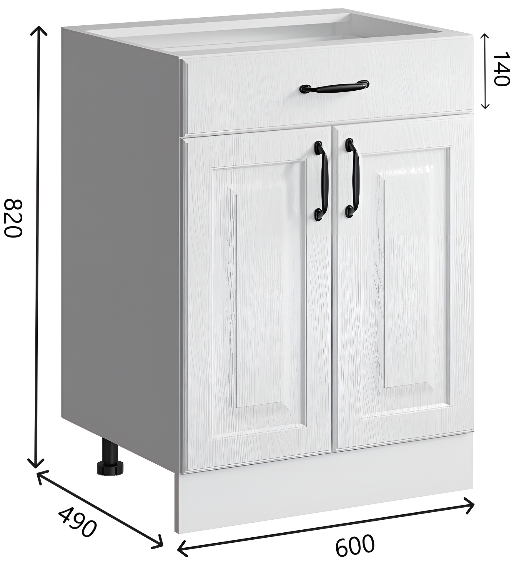 Изображение товара Напольный шкаф с ящиком Bvmebel Romeo 60x82x47 см белый дуб