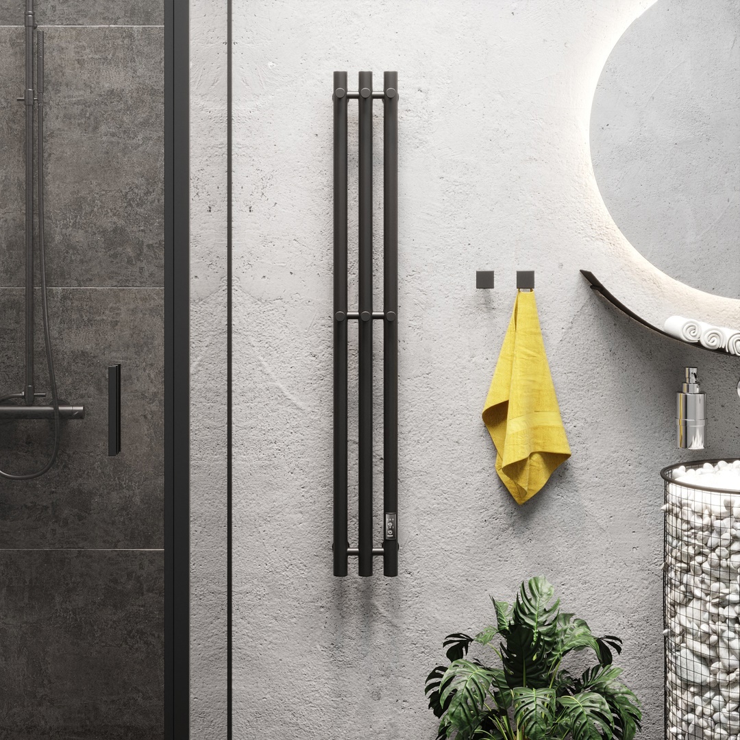 Изображение товара Электрический полотенцесушитель Маргроид Лина INARO 120 Вт черный матовый 150x1200 мм