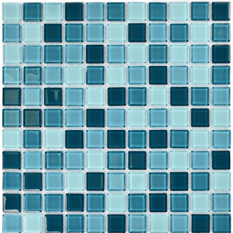 Изображение товара Декоративная стеклянная мозаика Sea wave-1 30x30 см синий GRANITO для ванной и бассейна