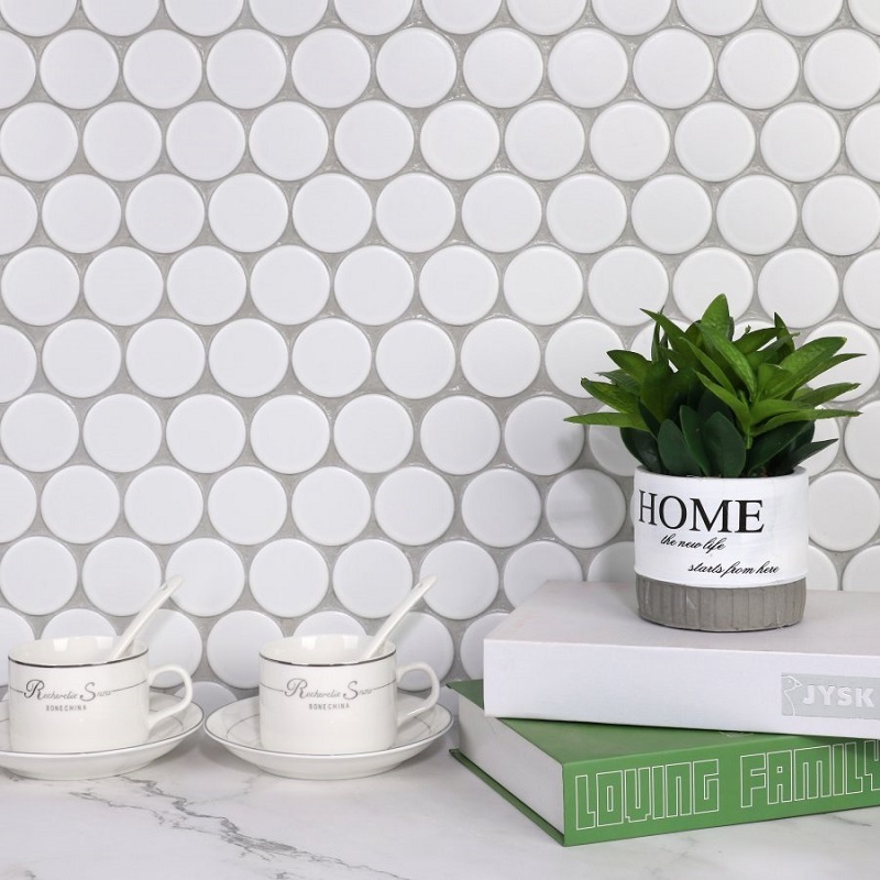 Изображение товара Декоративная мозаика Granito 00-00132185 Diskekb белая матовая камень 30x26.5см