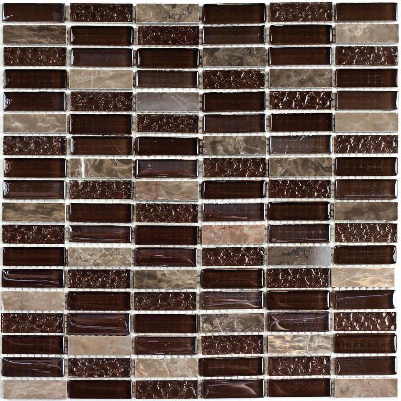 Изображение товара Декоративная стеклянная мозаика GRANITO SUPER LINE BROWN 30x30 см для интерьера и бассейна