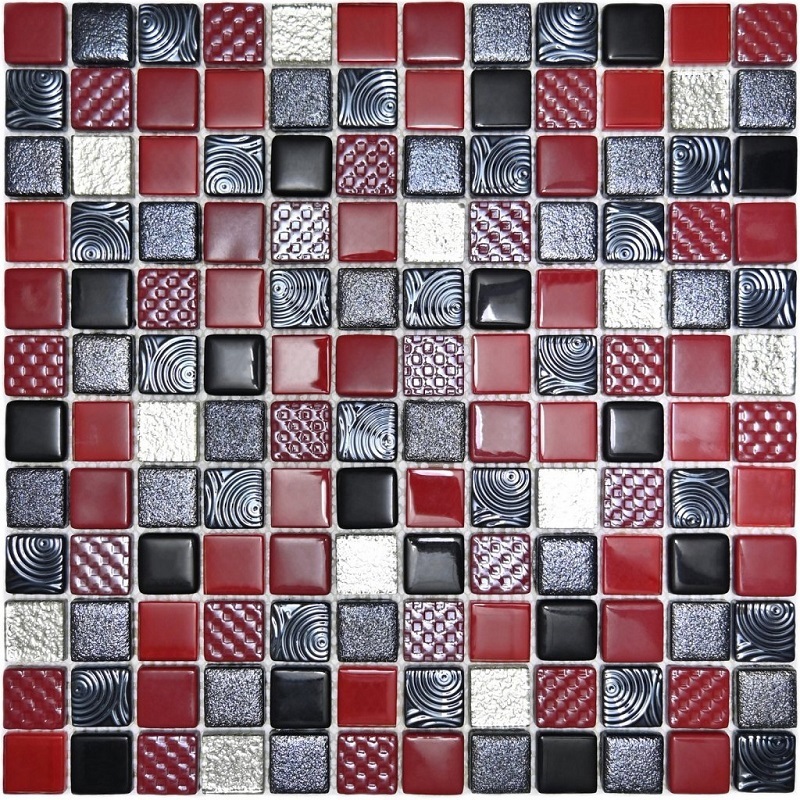 Изображение товара Декоративная стеклянная мозаика Granito 30x30 см красная для стен и пола