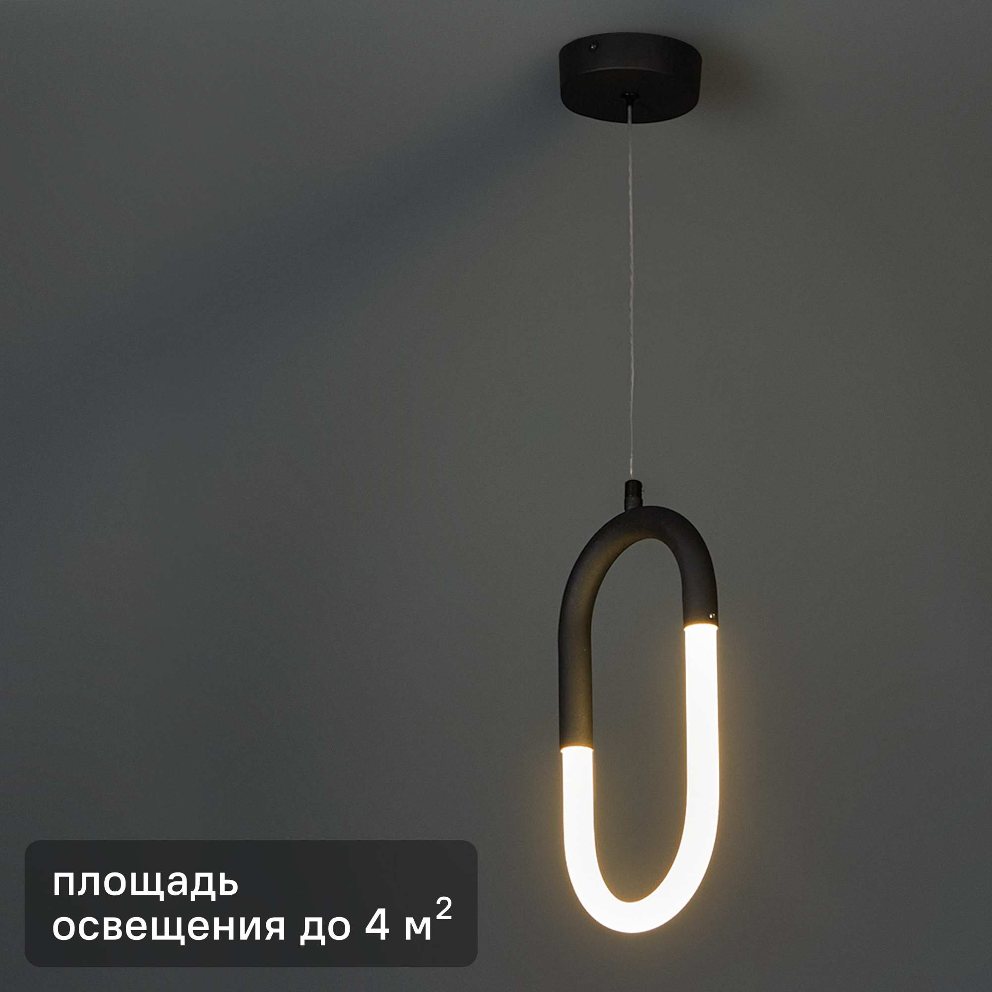 Изображение товара Подвесной светодиодный светильник Кроко для дома 4 м² черный с белым плафоном