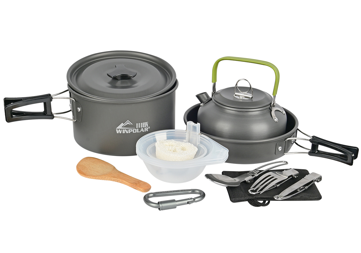 Изображение товара Туристический набор посуды Kitoki М7758093 анодированный алюминий серый 13 предметов
