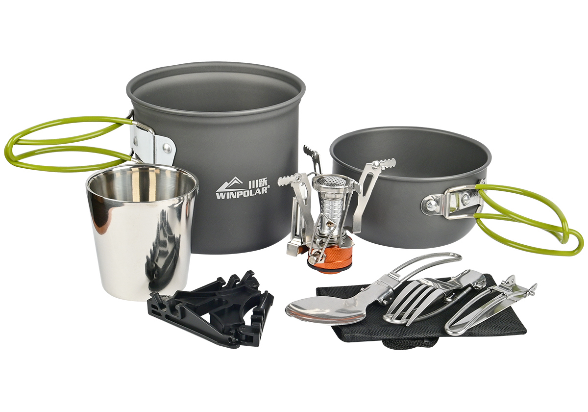 Изображение товара Набор посуды Kitoki для туризма и рыбалки 7 предметов анодированный алюминий