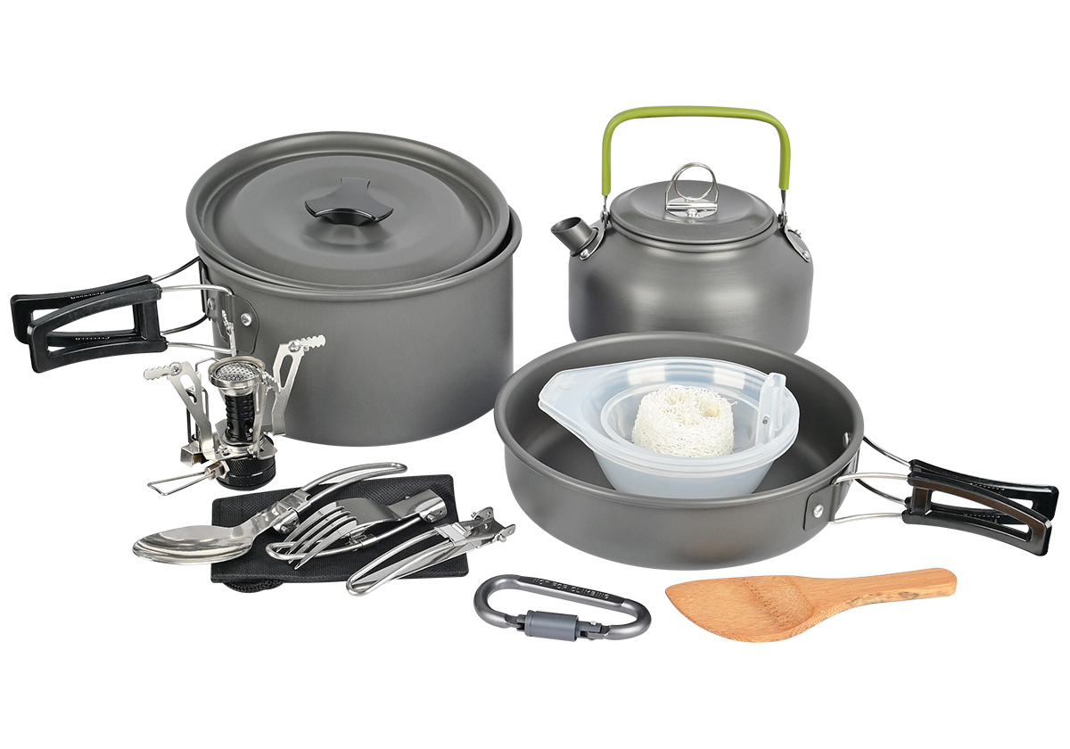 Изображение товара Набор посуды для кемпинга и рыбалки Kitoki М7758095 анодированный алюминий