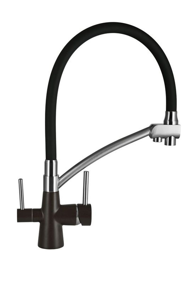 Изображение товара Смеситель для кухни Wisent с гибким изливом и питьевой водой, матовый коричневый