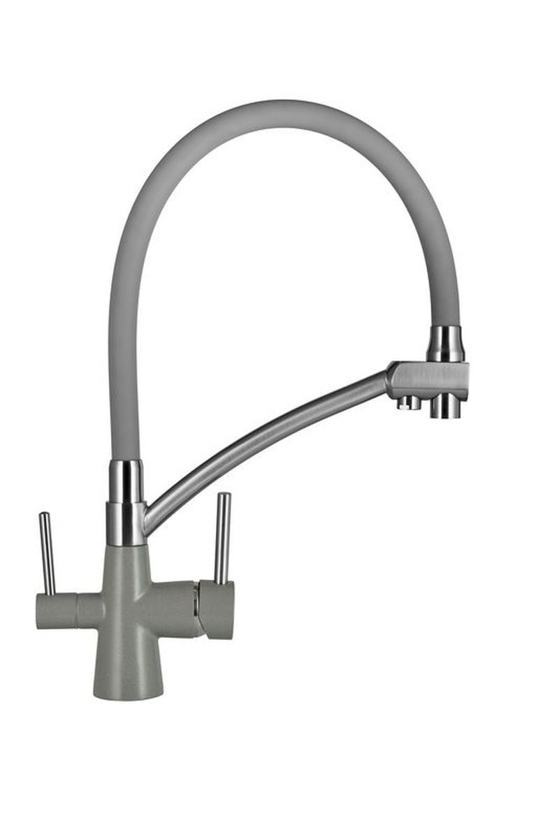 Изображение товара Смеситель для кухни с гибким изливом и подводкой питьевой воды Wisent Серый W4855-29-9