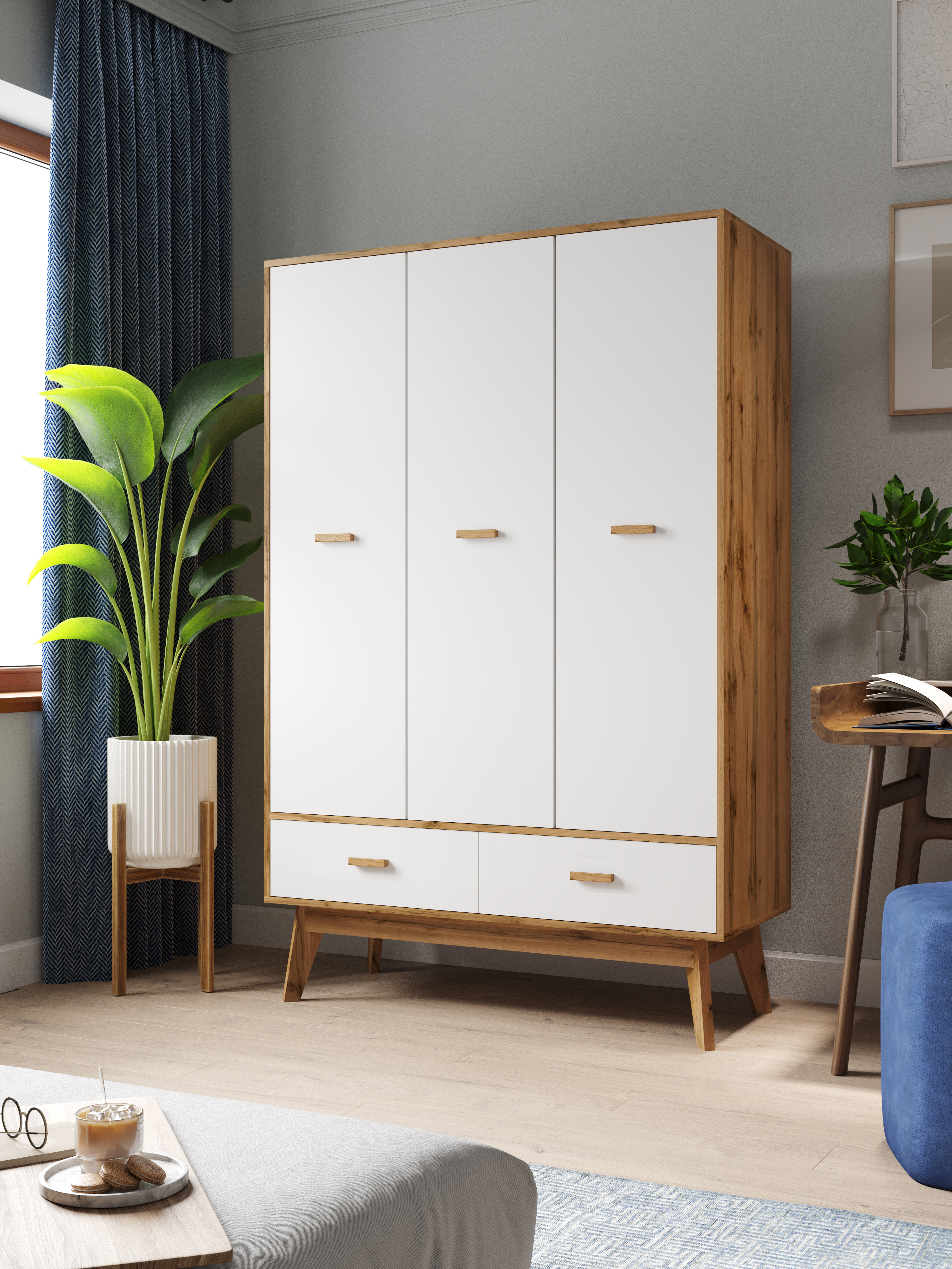 Изображение товара Шкаф распашной Принцесса Мелания 119x185x50 см ЛДСП цвет дуб вотан/белый