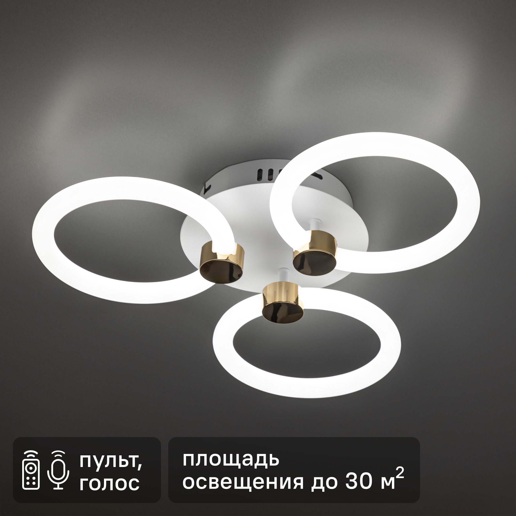 Изображение товара Люстра потолочная светодиодная Ritter Ottimo 51611 2 диммируемая 66Вт 30м² бело-золотая