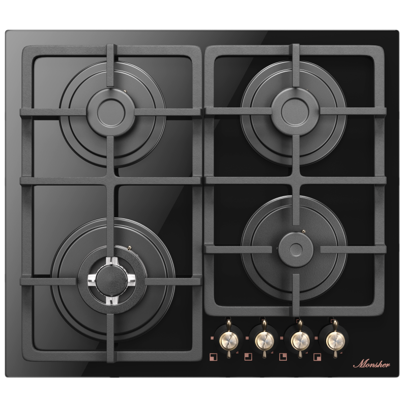 Изображение товара Газовая варочная панель Monsher MGG 67 RN Bronze 59 см 4 конфорки цвет черный