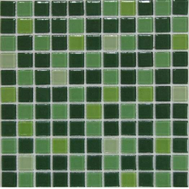 Изображение товара Декоративная стеклянная мозаика Granito Jump Green №1 30x30 см для интерьера и бассейна