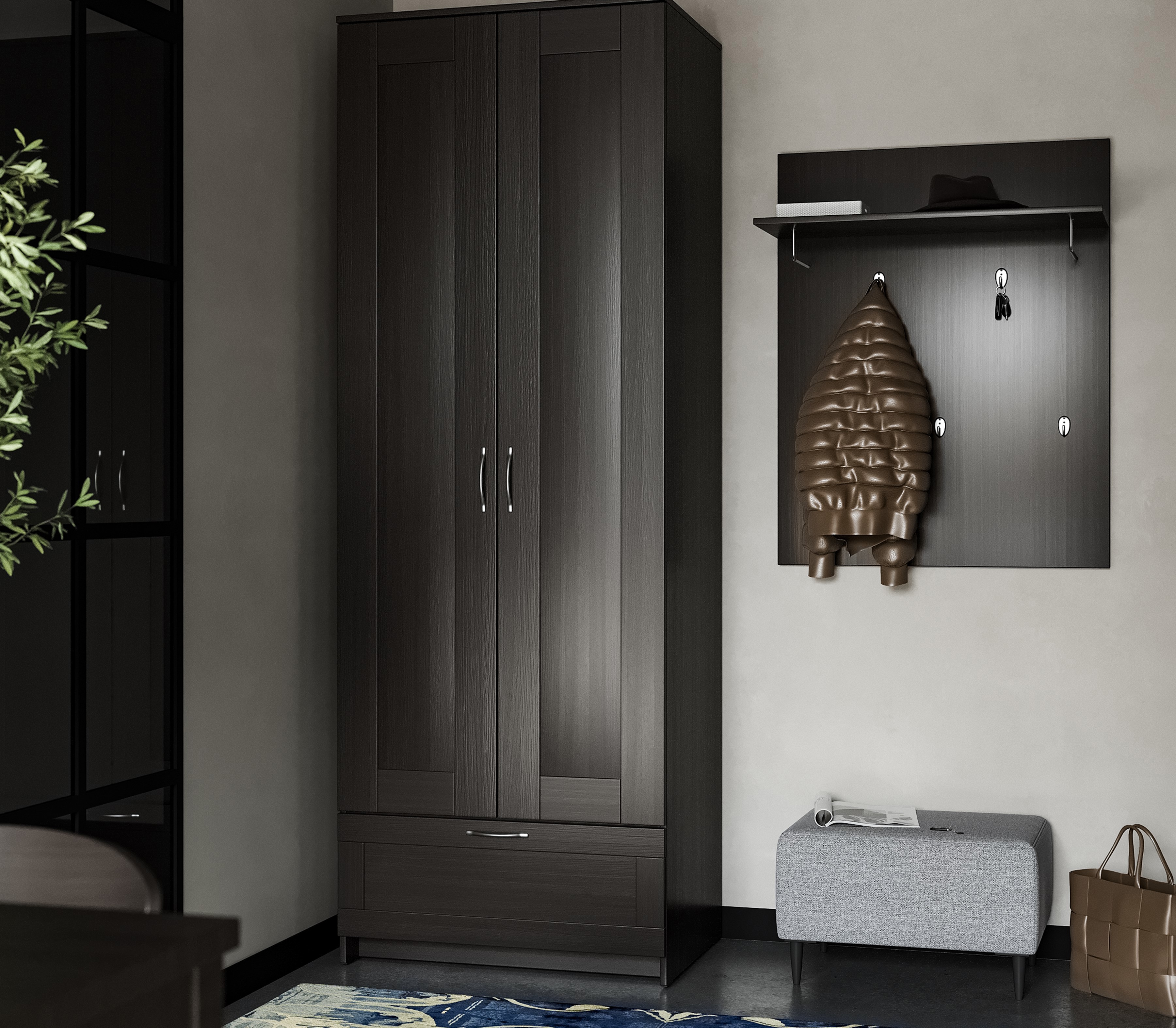 Изображение товара Вешалка настенная Гуд Лакк 78.2x100x31.6 см 5 крючков цвет венге