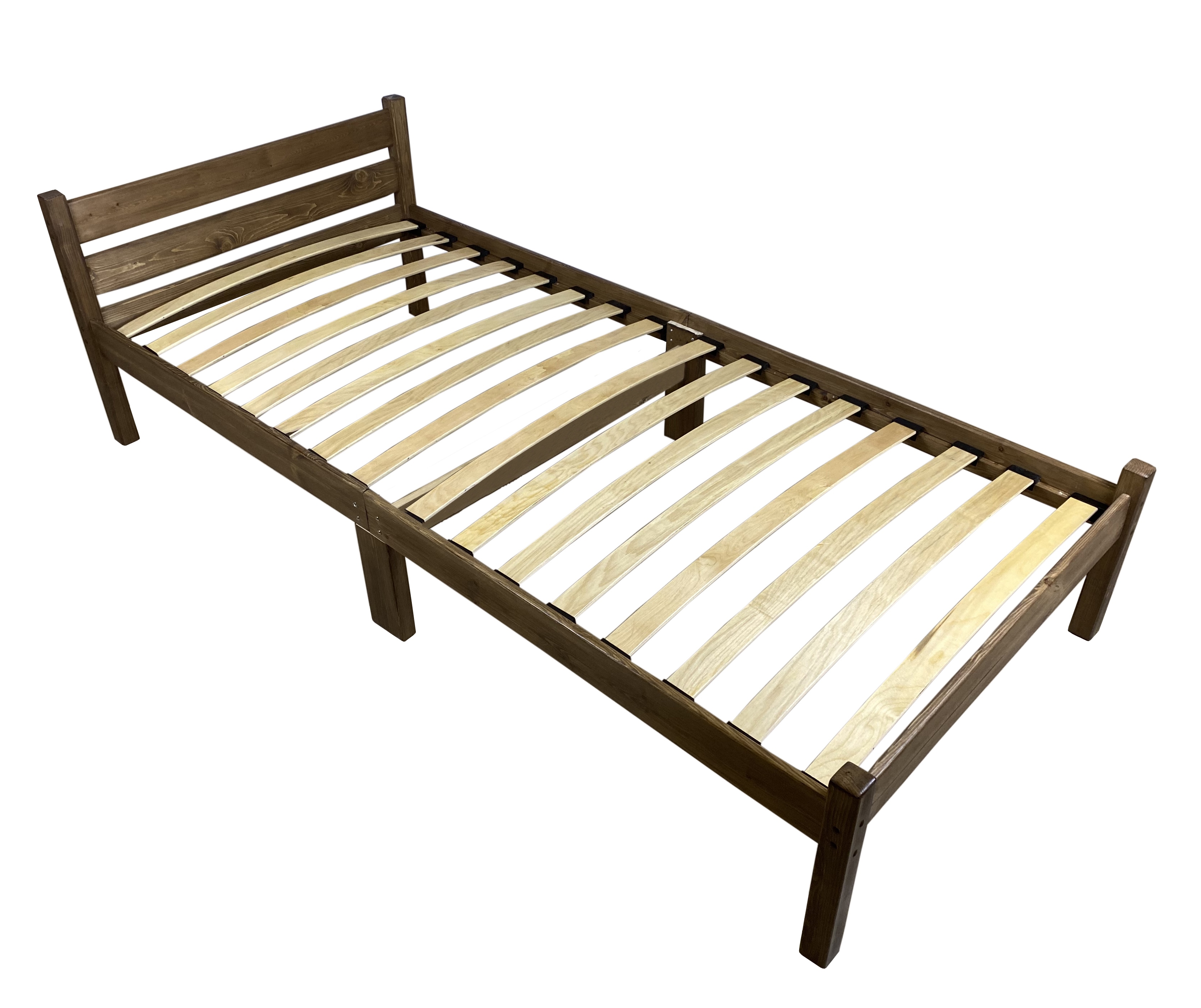 Изображение товара Кровать ортопедическая Solarius 80x200 см массив сосны цвет темный дуб