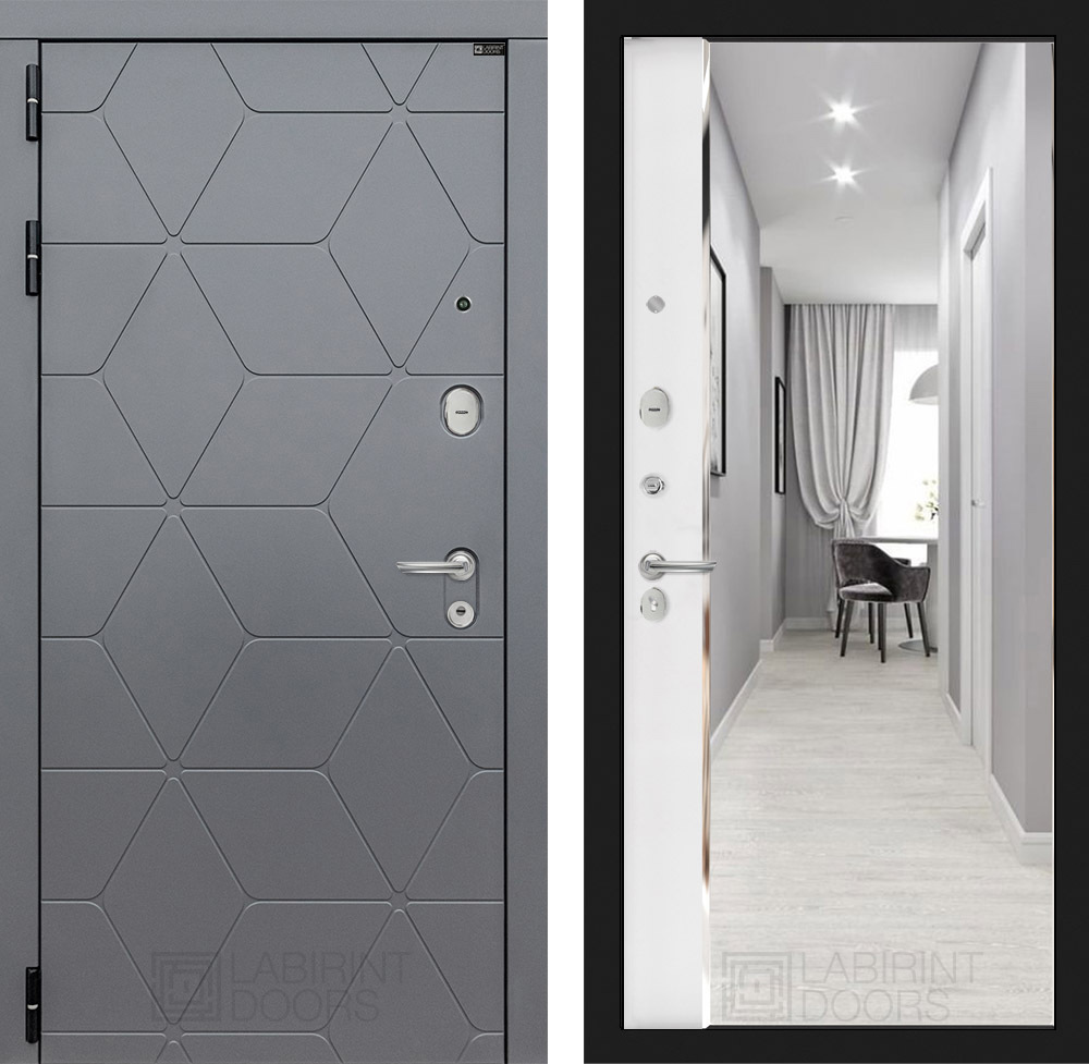 Изображение товара Входная дверь Лабиринт Космо 205x88 см левый графит софт с зеркалом