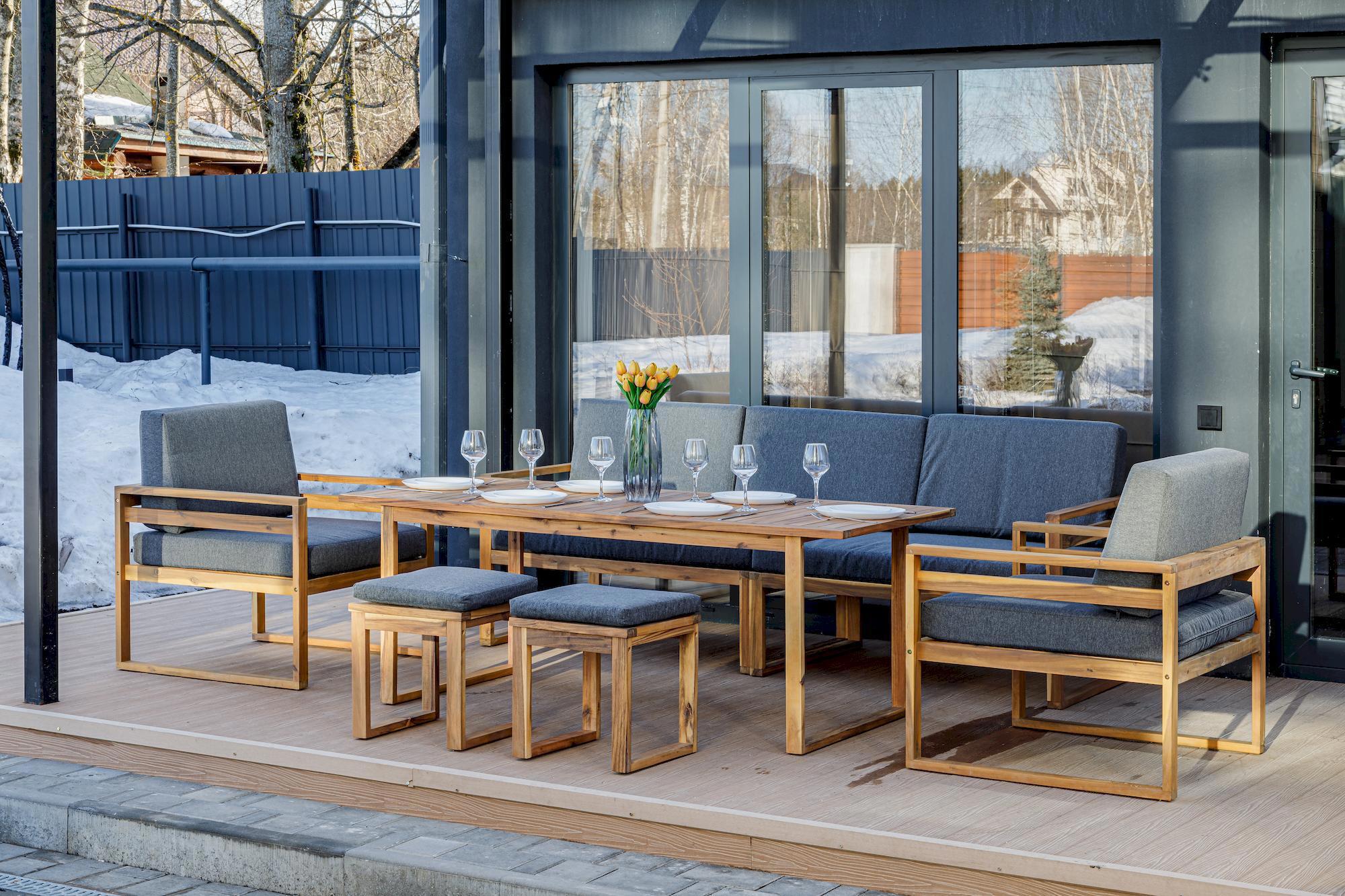 Изображение товара Садовая мебель для обеда Royal family Brooklin 6 предметов акация серый