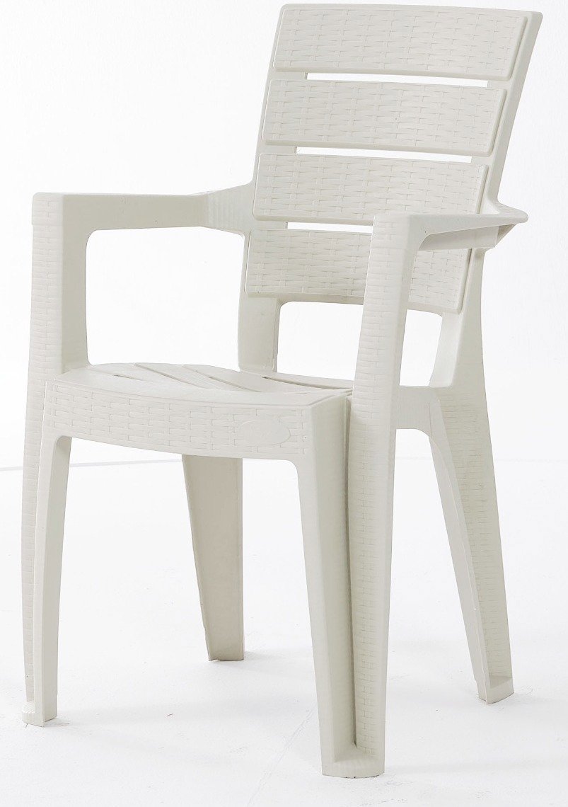 Изображение товара Кресло садовое белое из пластика AYDER SPC-S026 с подлокотниками