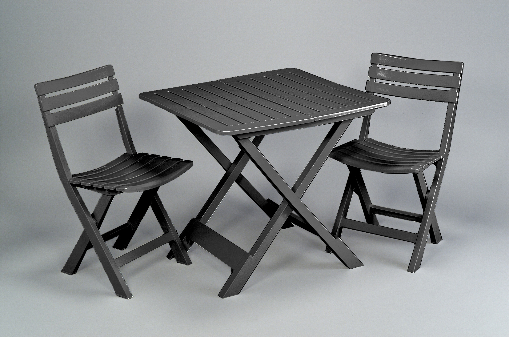 Изображение товара Прогarden садовая мебель антрацит набор складной 2 кресла и стол из пластика