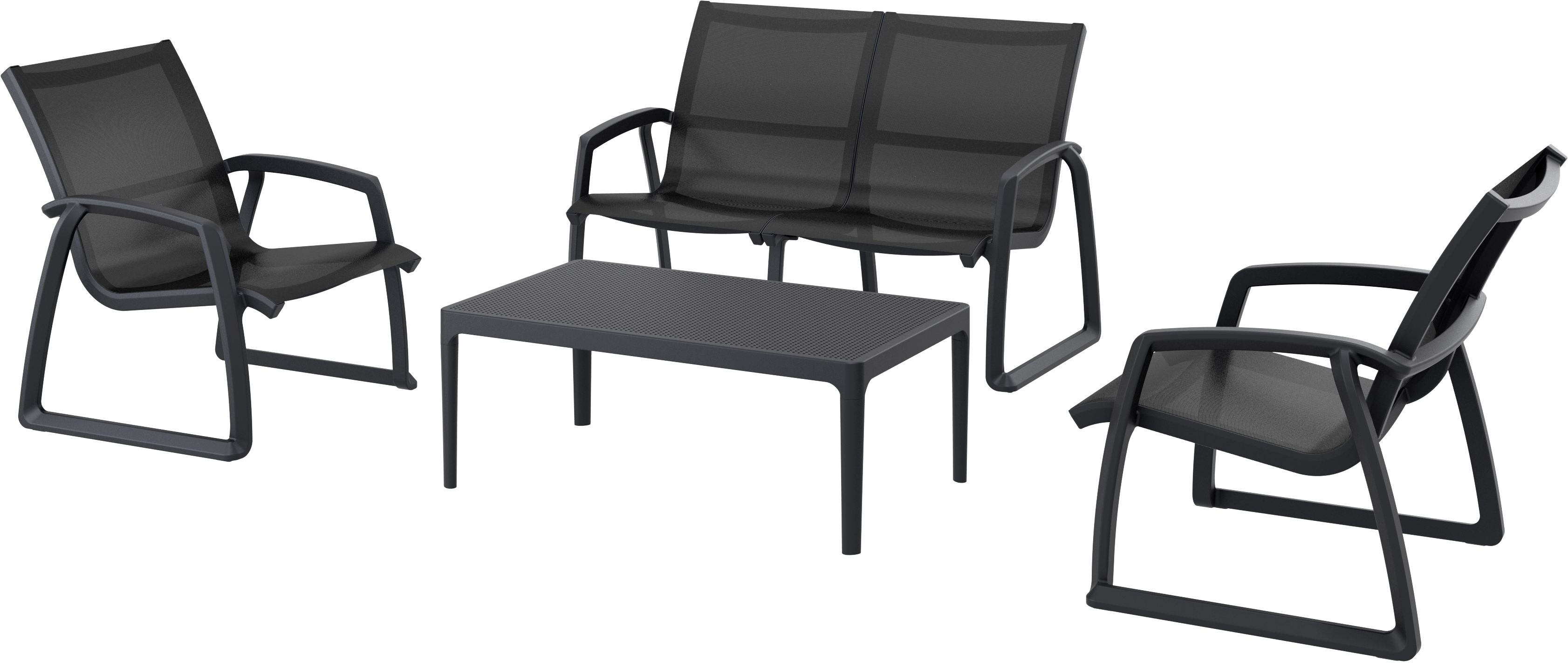 Изображение товара Садовая мебель для отдыха Siesta contract 238 пластик антрацит:стол, диван, 2 кресла