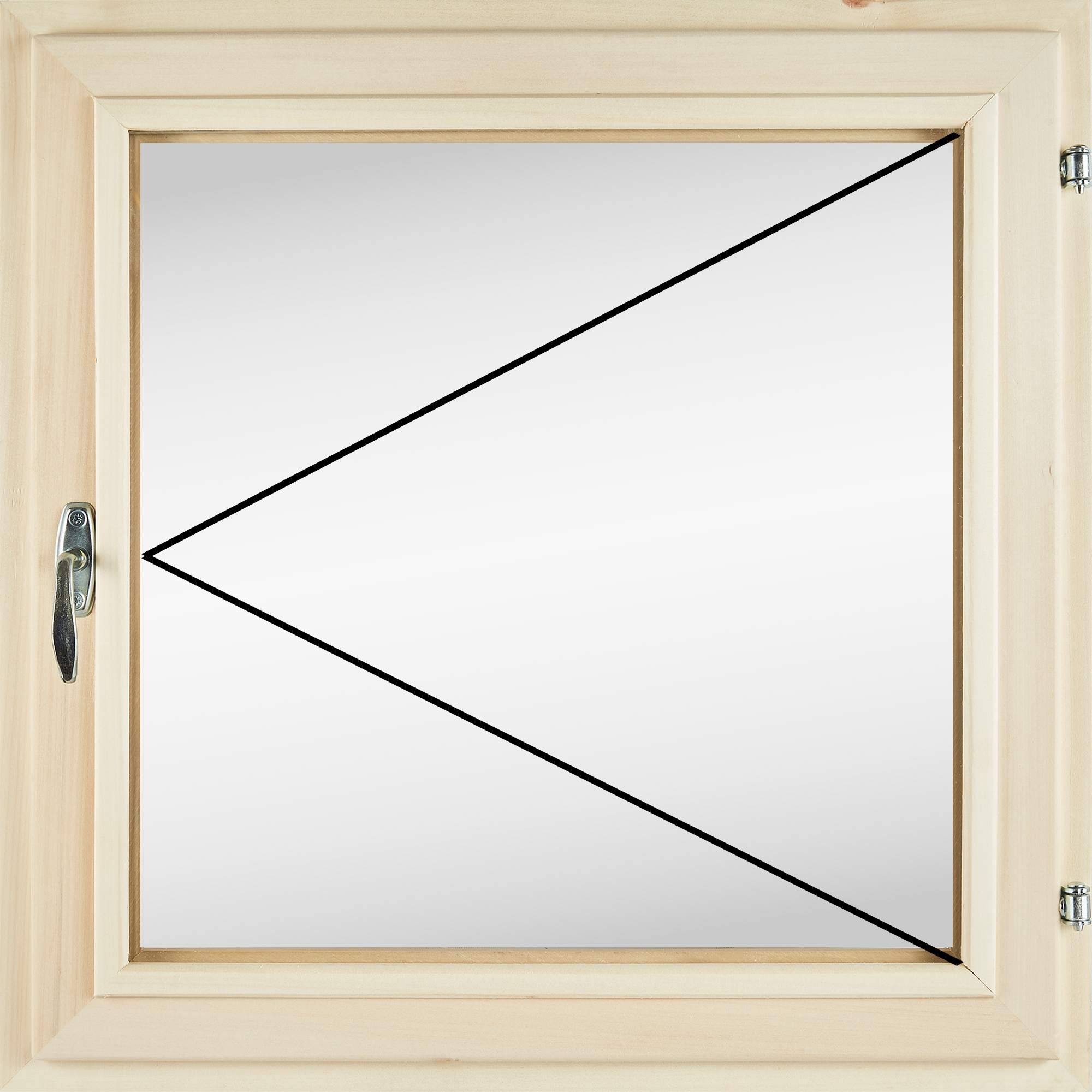 Изображение товара Окно для бани деревянное липа одностворчатое 600x600 мм (ВхШ) однокамерный стеклопакет