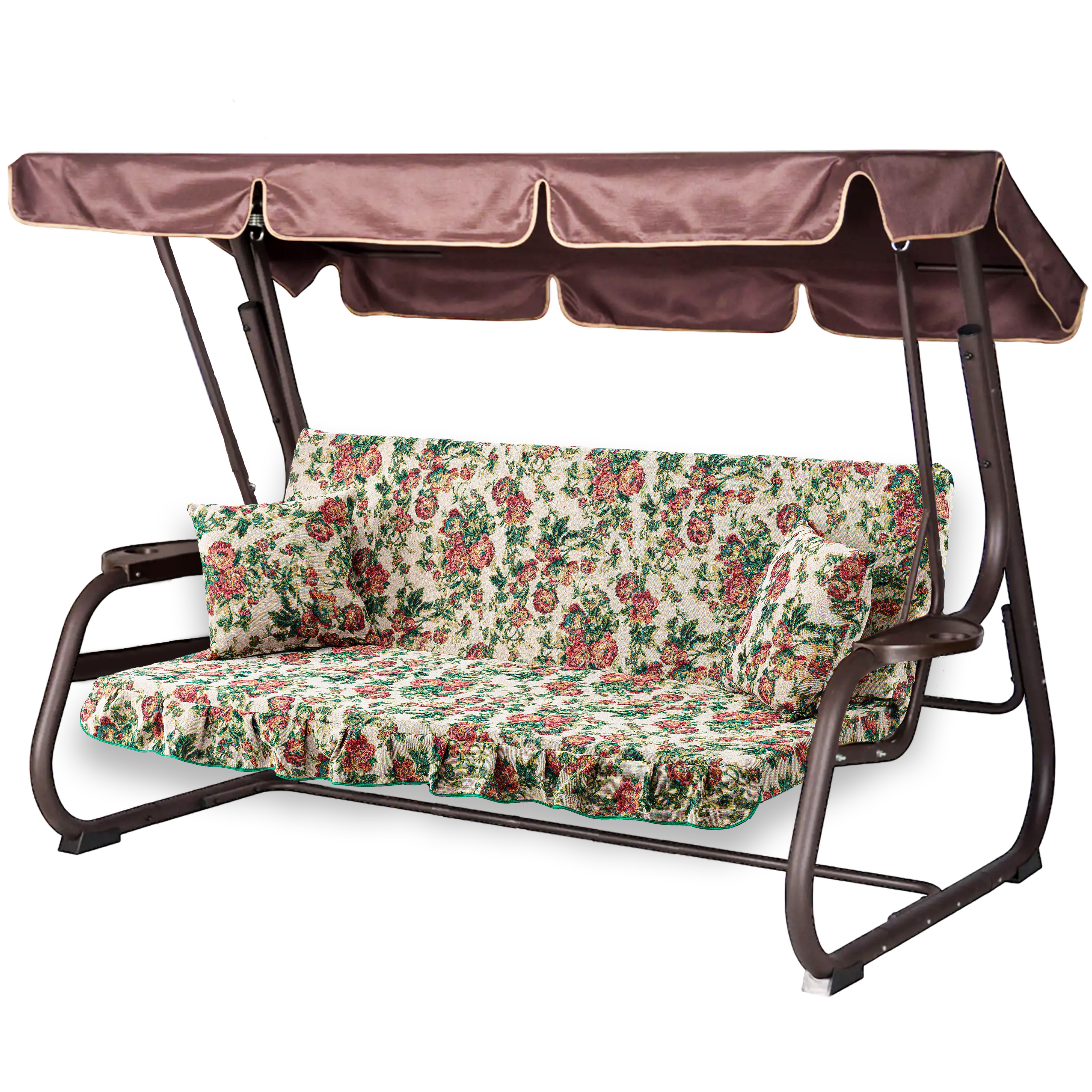 Изображение товара Матрас для садовых качелей 170x55 см гобелен оксфорд цветочные просторы КАЧЕЛИ И ДАЧА