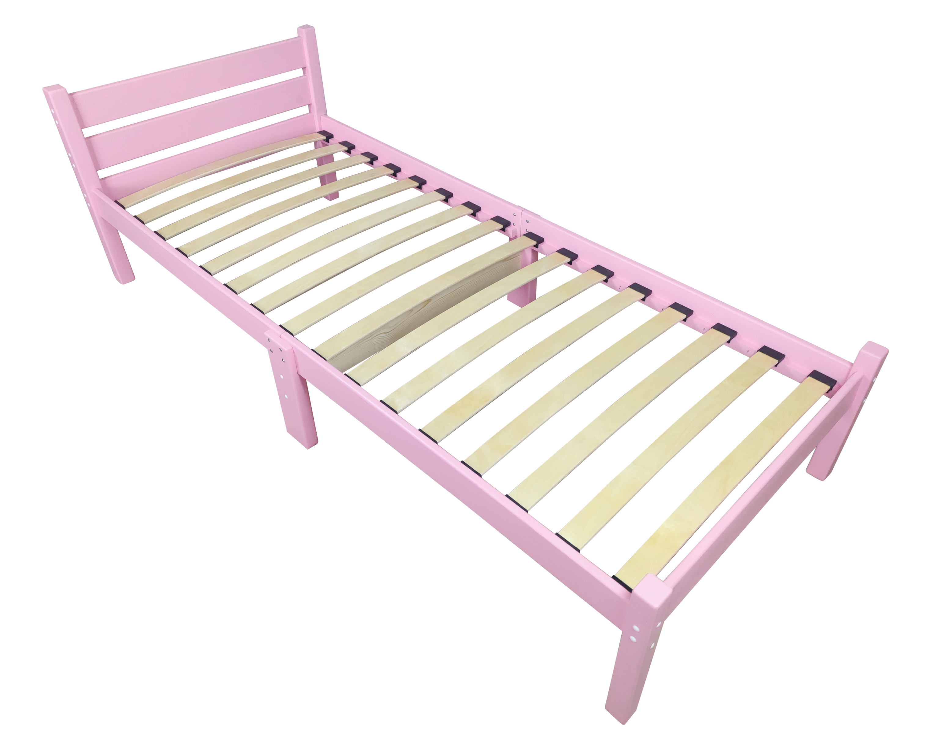 Изображение товара Кровать ортопедическая Solarius 80x200 см массив сосны цвет розовый