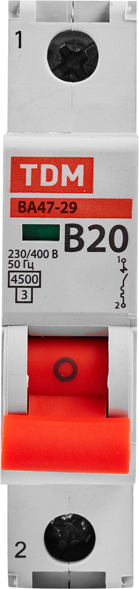 Автоматический выключатель TDM Electric ВА47-29 1Р B20 A 4.5 кА - 1