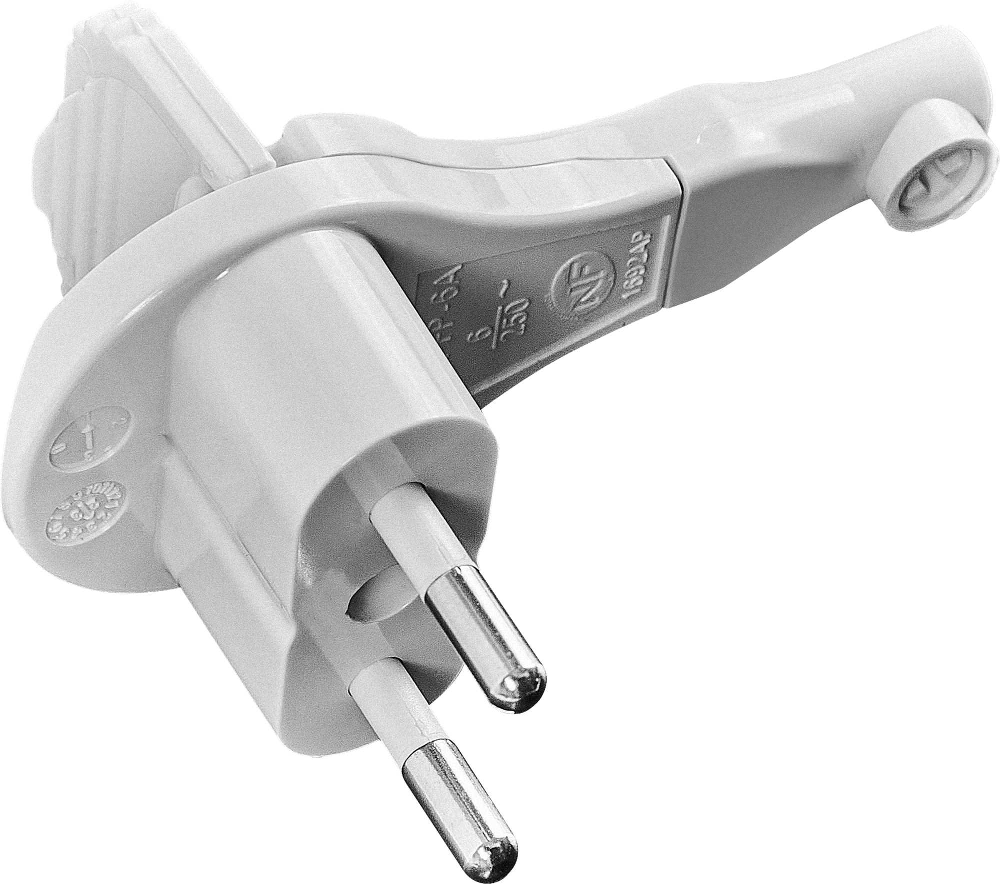 Изображение товара Electraline вилка за шкаф без заземления белая угловая 230В 6А