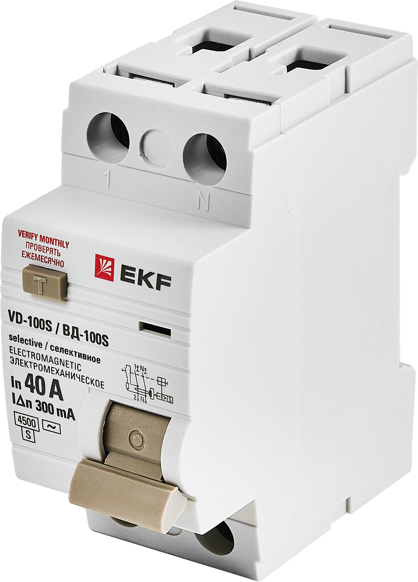 Изображение товара УЗО EKF Proxima 2P 40 А 300 мА 4.5 кА