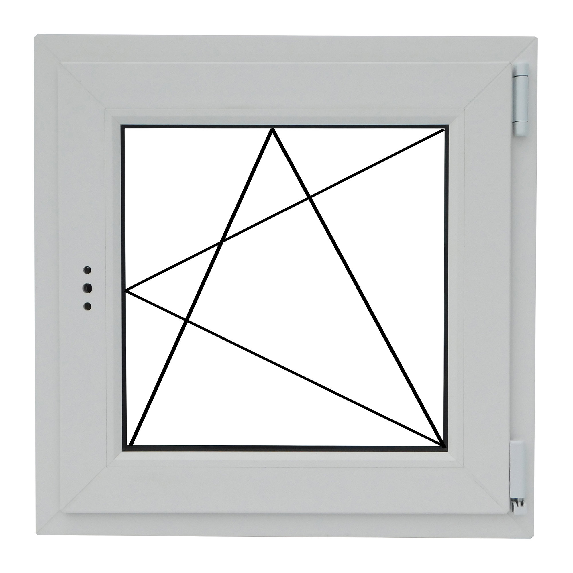 Изображение товара Окно пластиковое ПВХ VEKA одностворчатое 600x600 мм (ВхШ) правое двукамерный стеклопакет белый/темный дуб