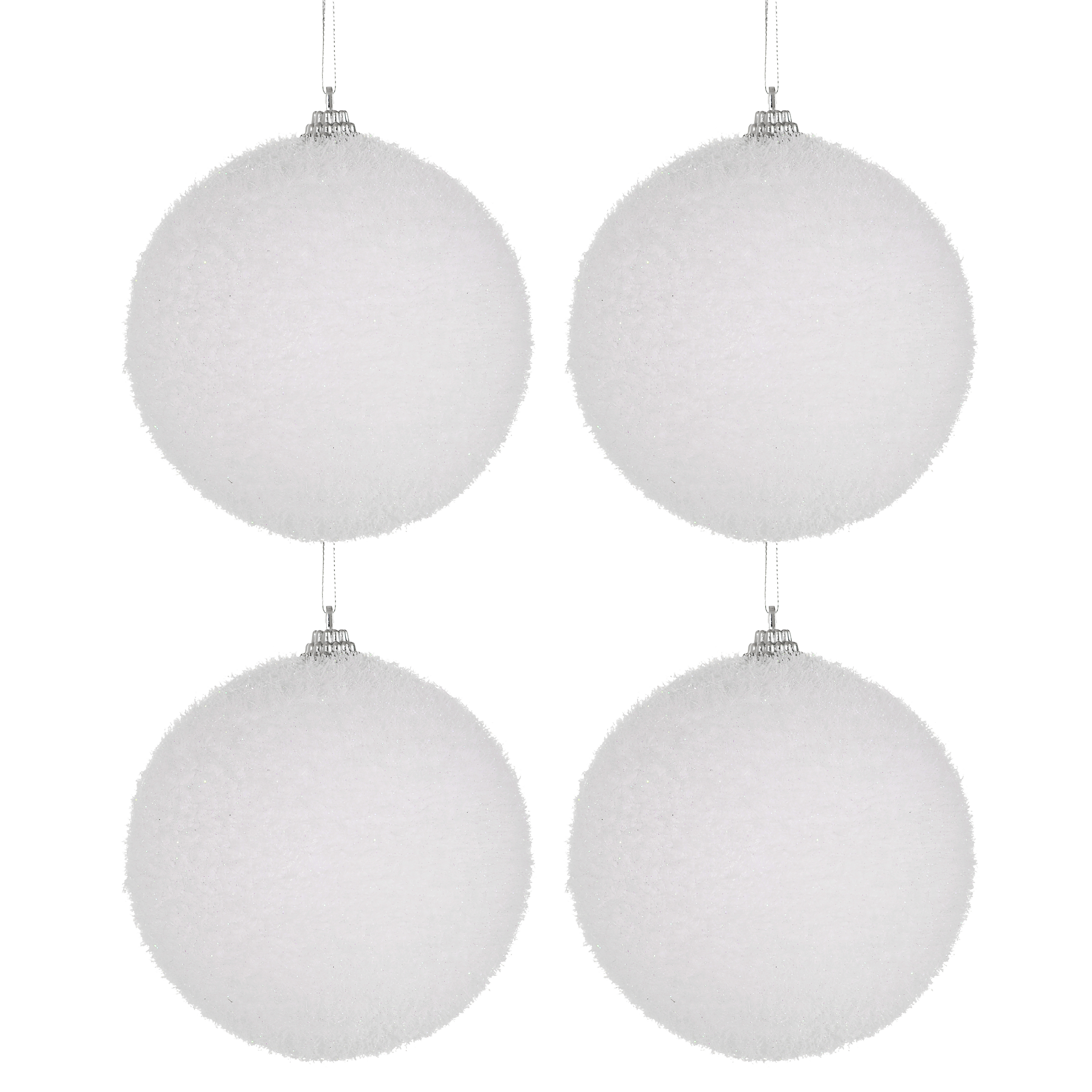 Изображение товара Набор ёлочных шаров флокированных 8 см цвет белый, 4 шт.