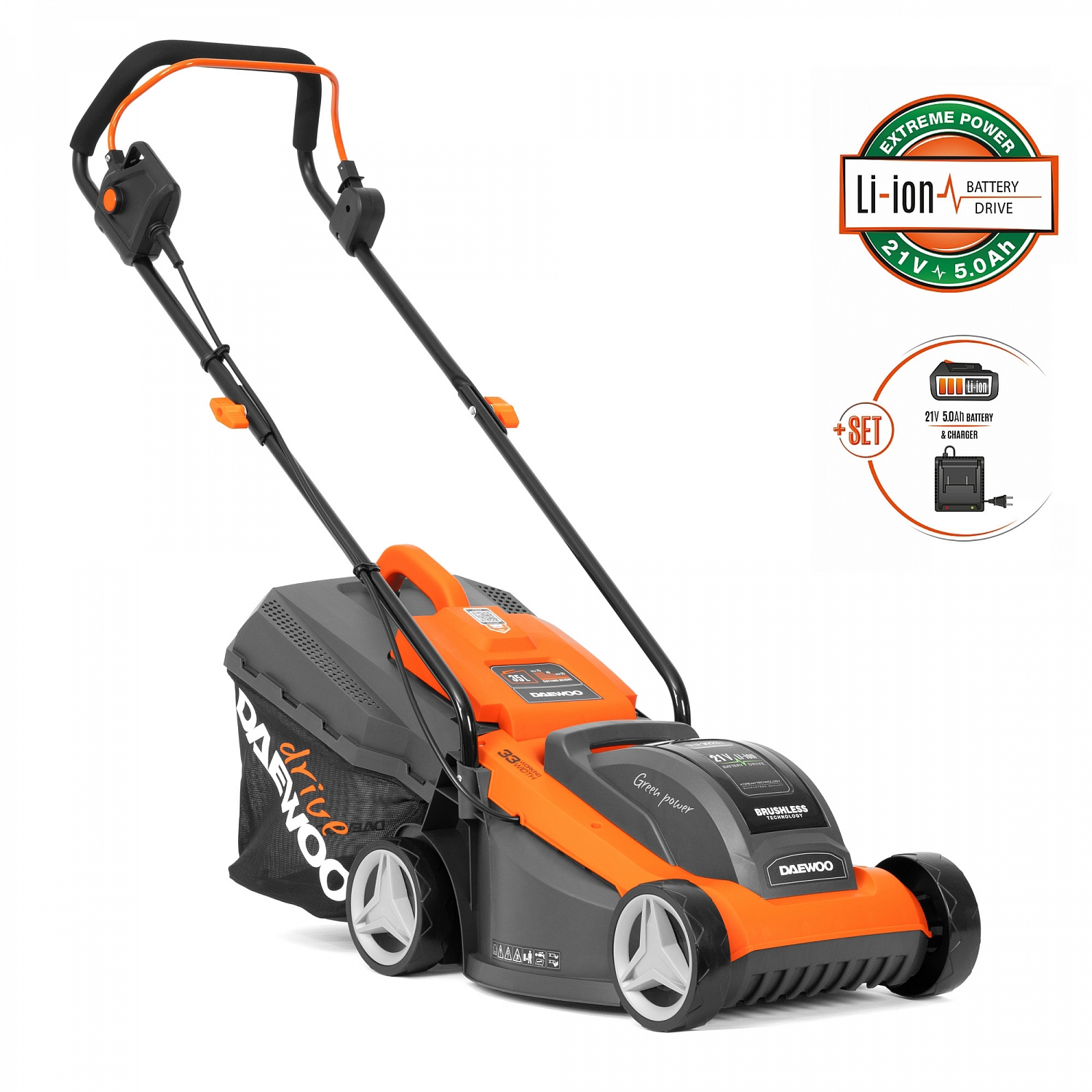Изображение товара Газонокосилка аккумуляторная Daewoo Dlm 3221li set 21 В 33 см