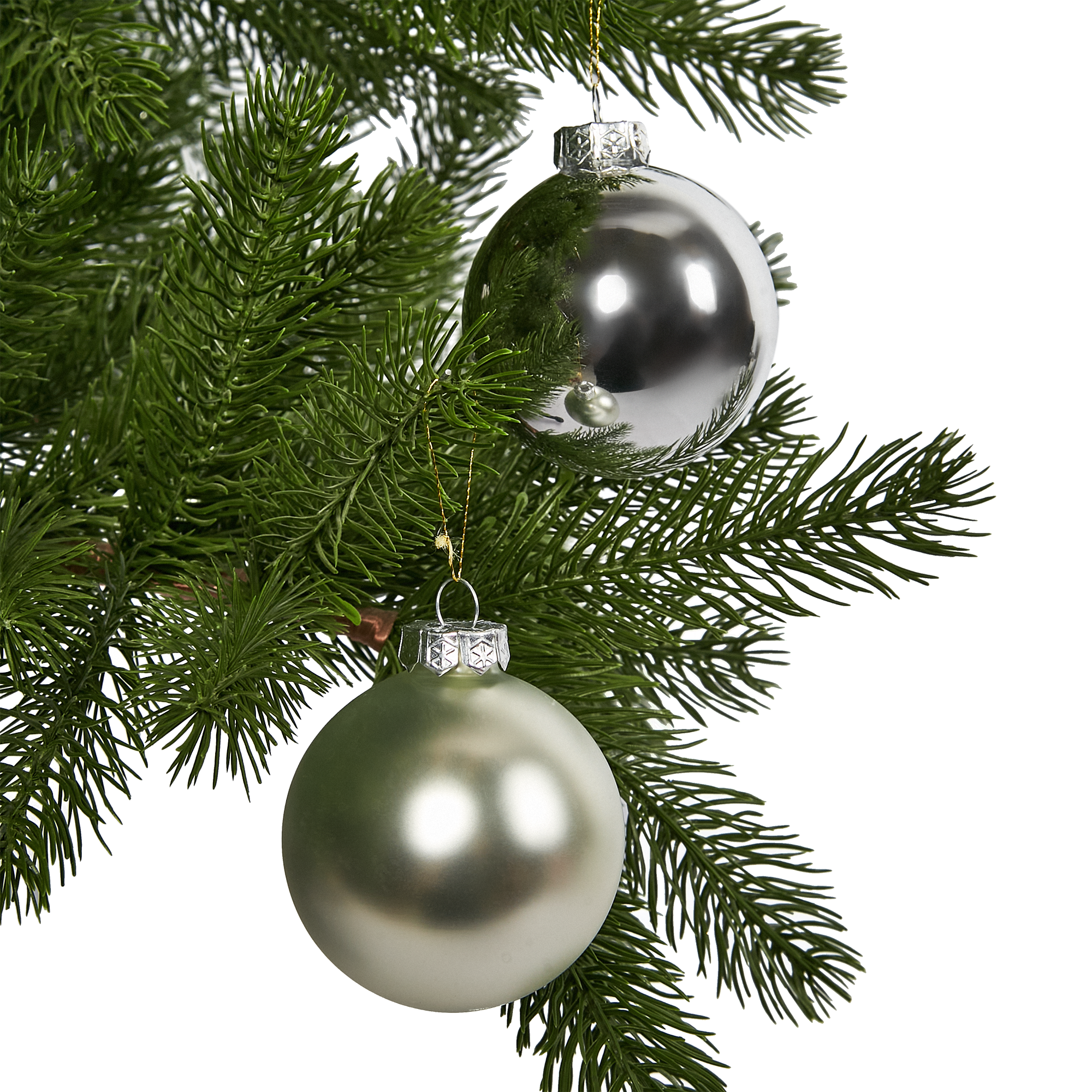 Изображение товара Набор новогодних шаров Christmas 8 шт. серебристые диаметр 7 см