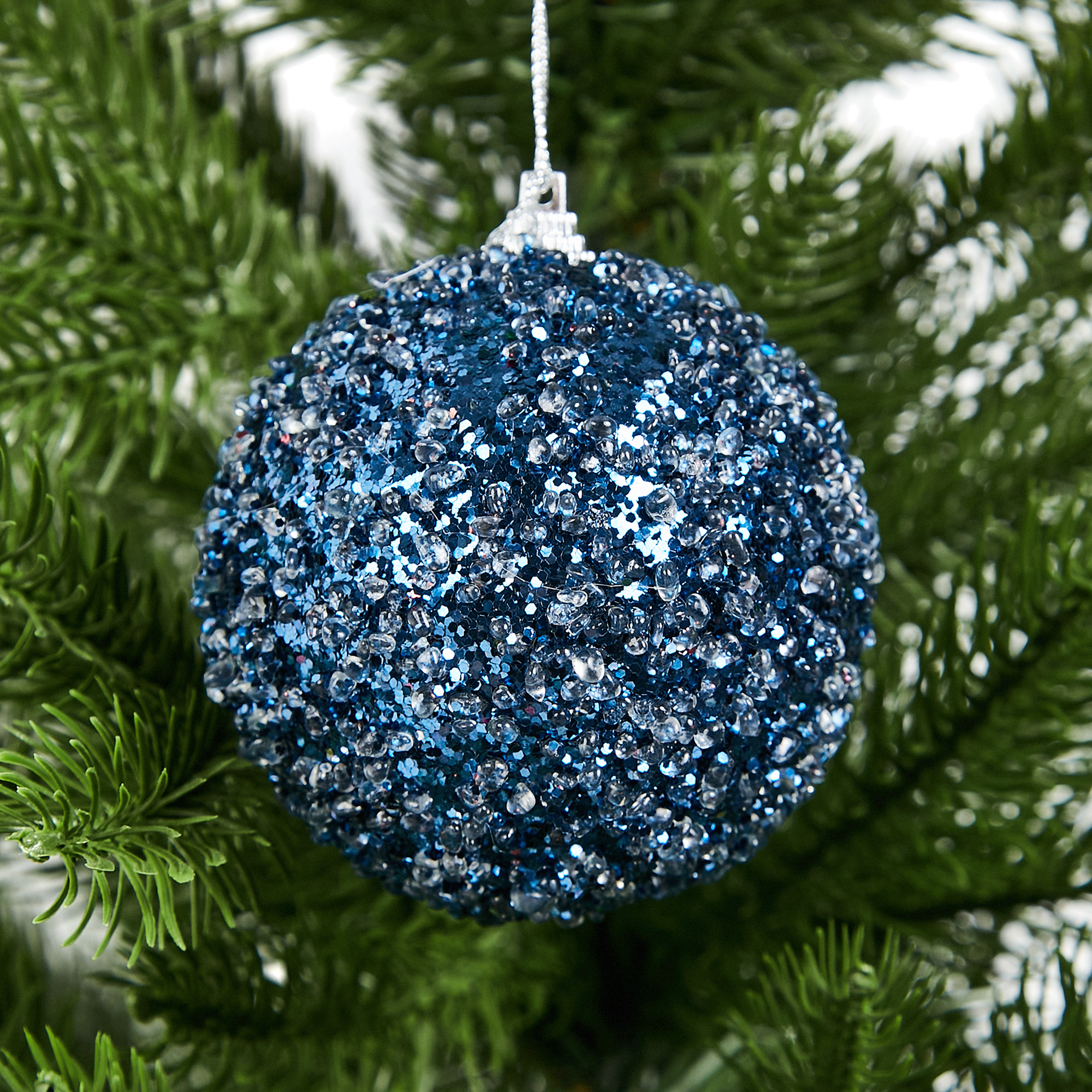 Изображение товара Елочное украшение Шар с синими блестками Christmas ø8 см цвет синий