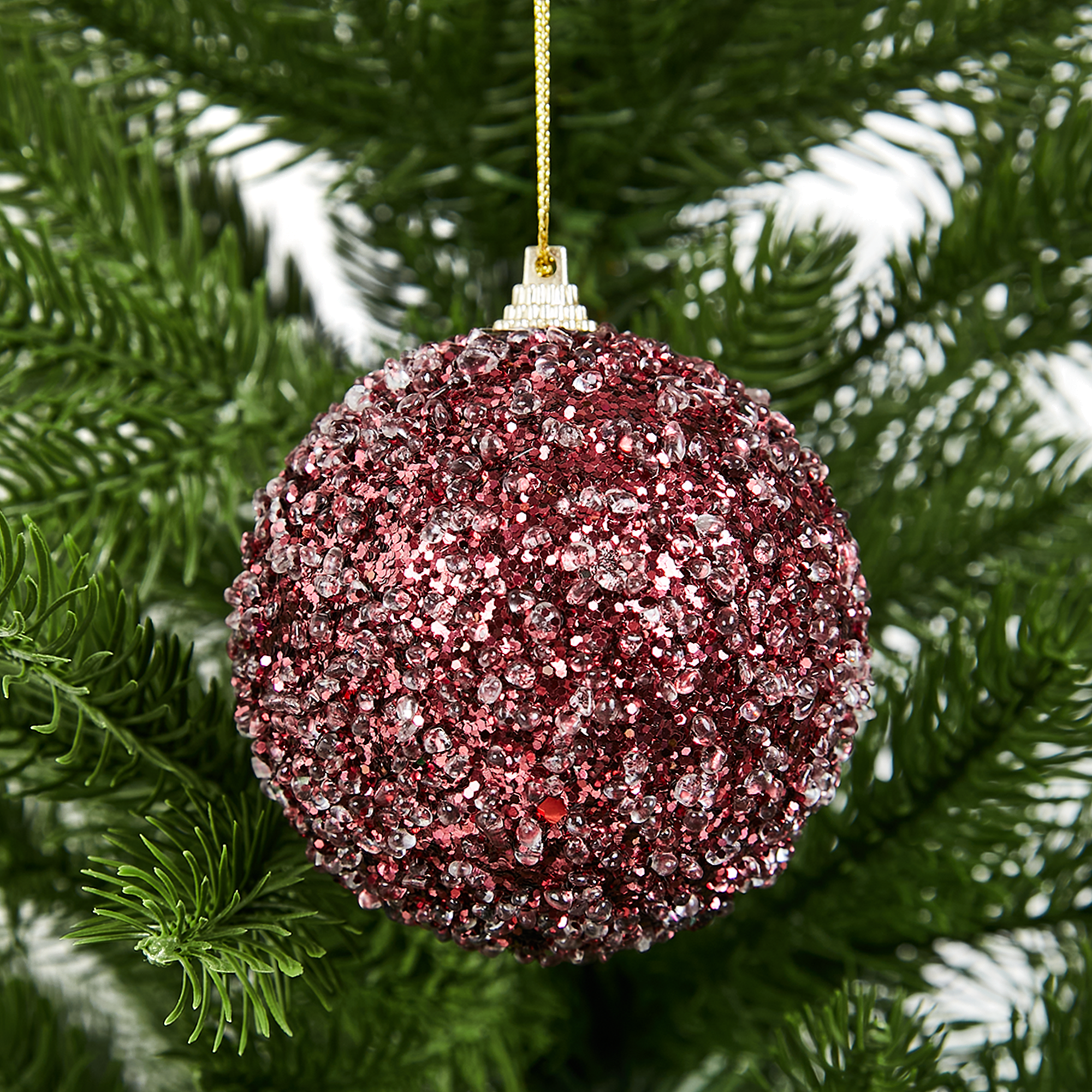 Изображение товара Елочное украшение Шар с темно-розовыми блестками Christmas ø8 см цвет красный