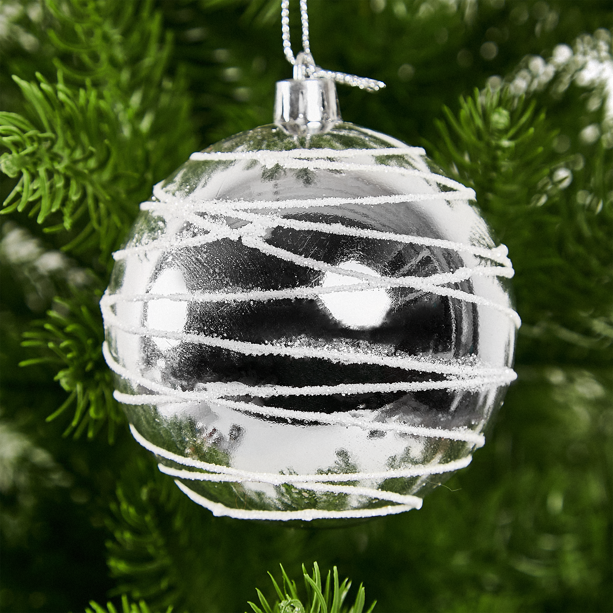 Изображение товара Елочное украшение Шар с узором Christmas ø7.8 см цвет серебристый