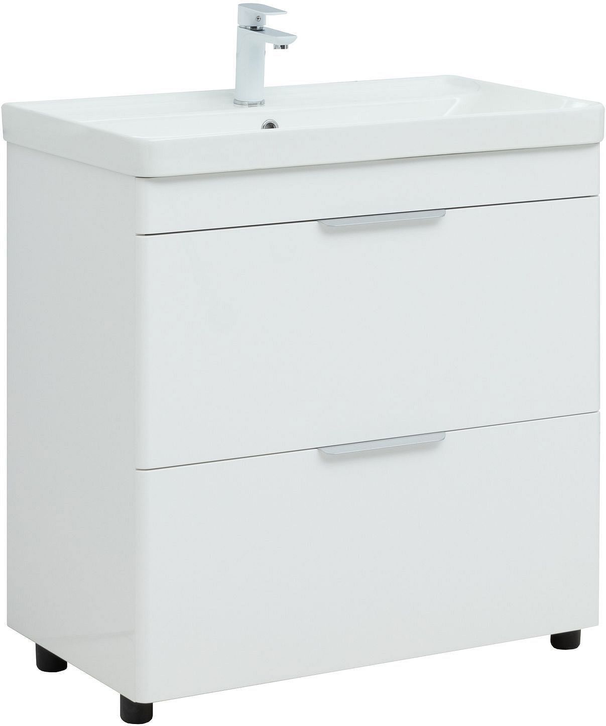 Изображение товара Тумба под раковину Aquanet Ирис new 815 белый глянец (2 ящика, ножки)