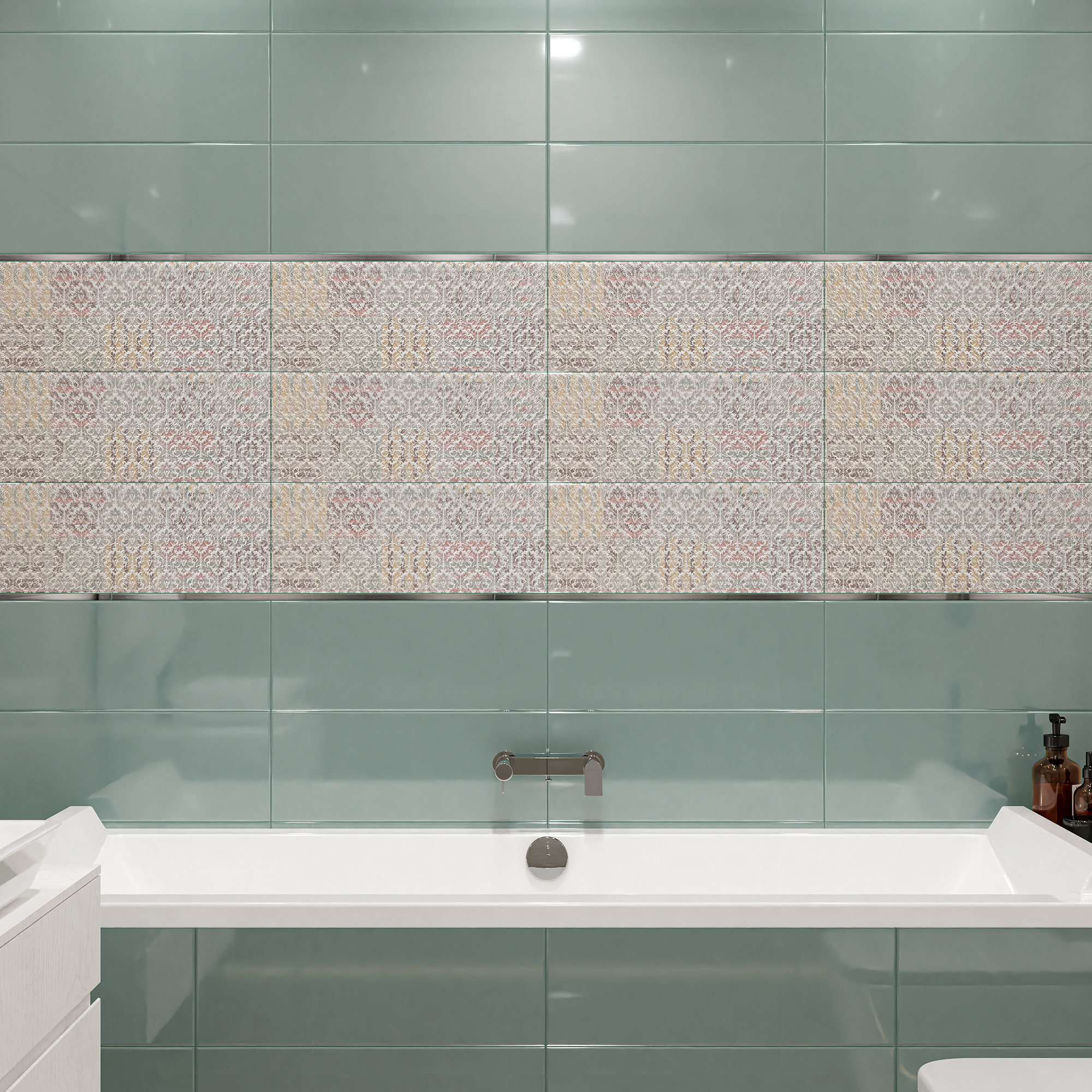 Изображение товара Настенная плитка Azori Brillo Oliva 20.1x50.5 см глянцевая зеленая