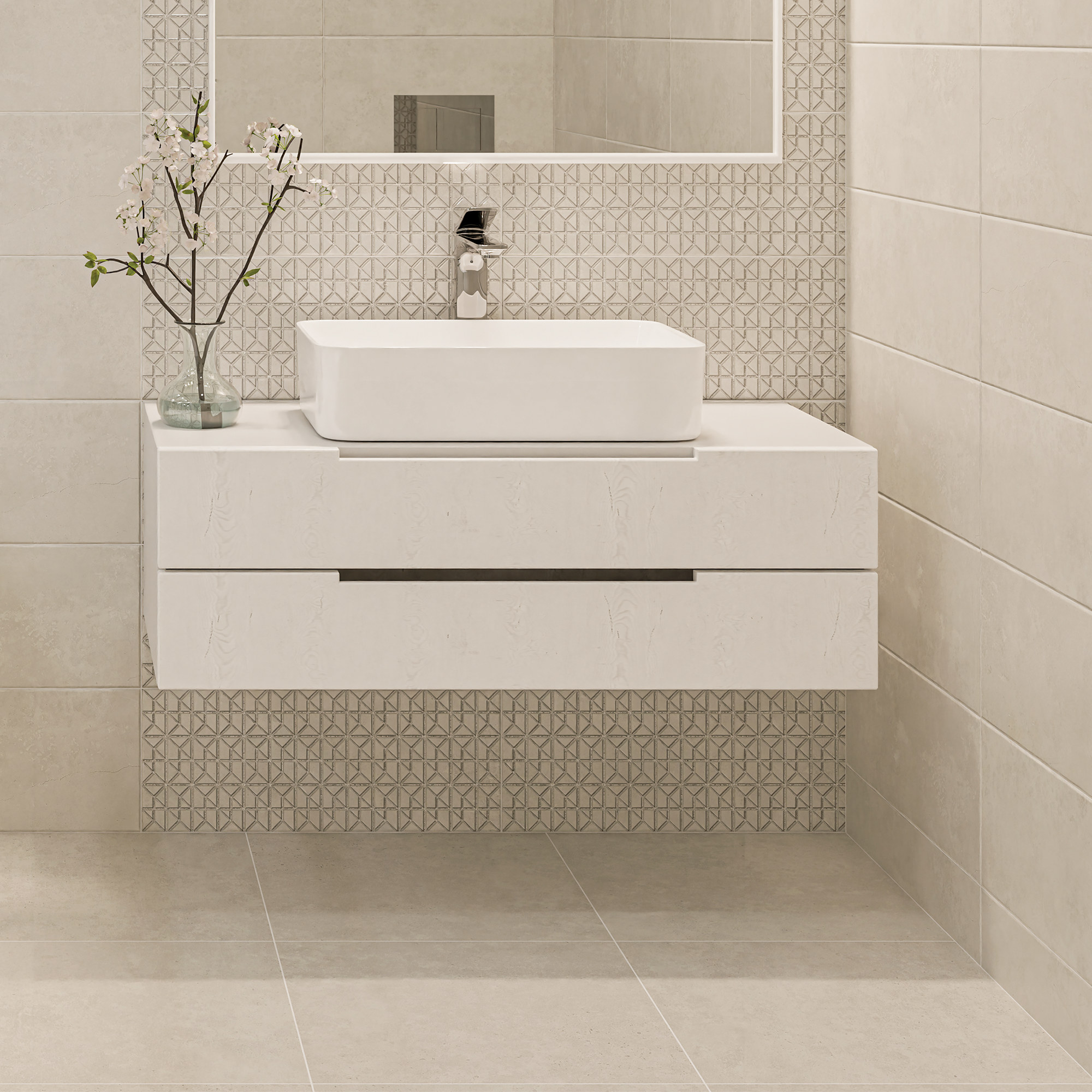 Изображение товара Напольная керамическая плитка Azori Trent Gris 42x42 см матовая для ванной